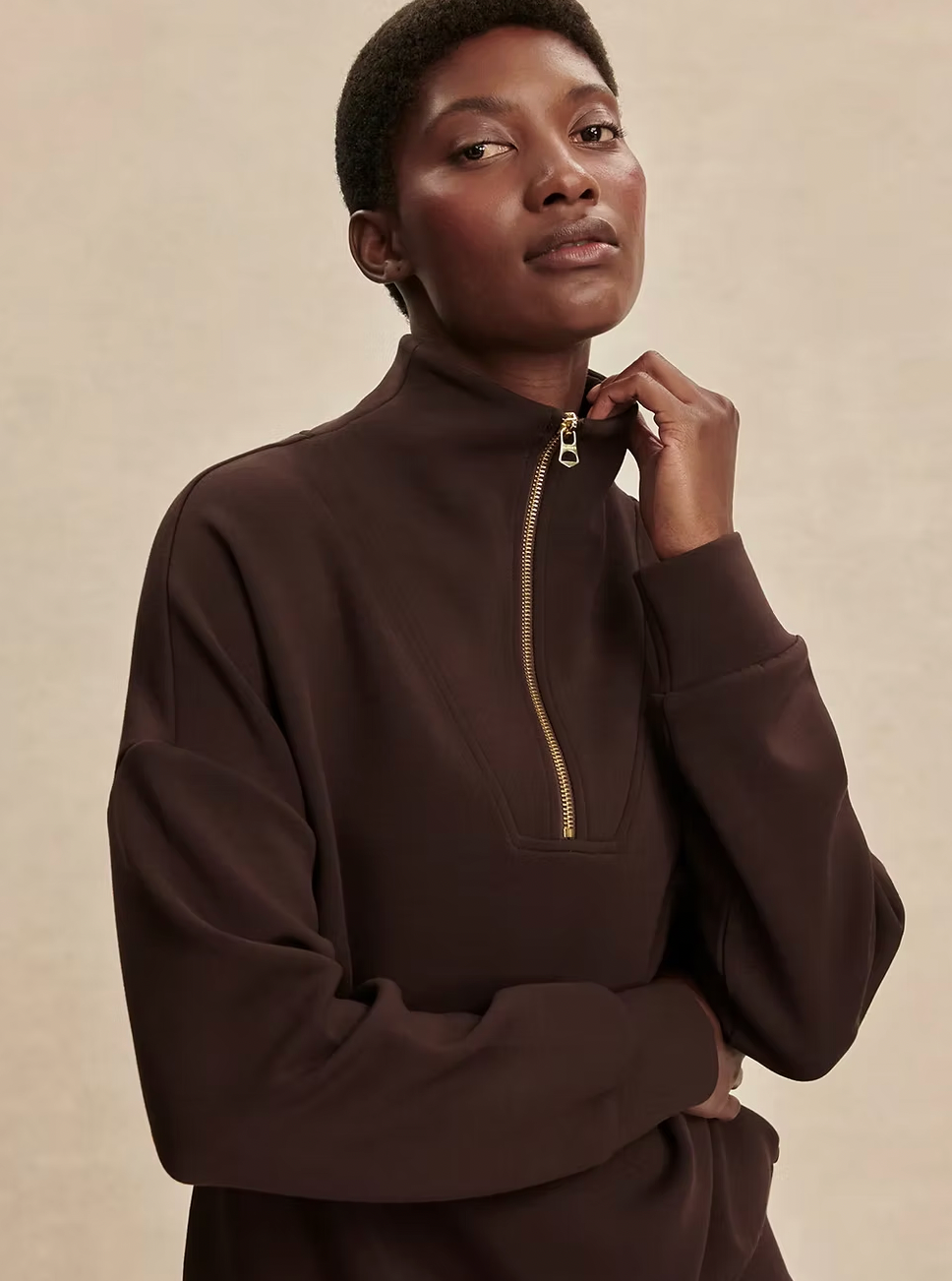 Varley Hawley Coffee Half-Zip Sweat