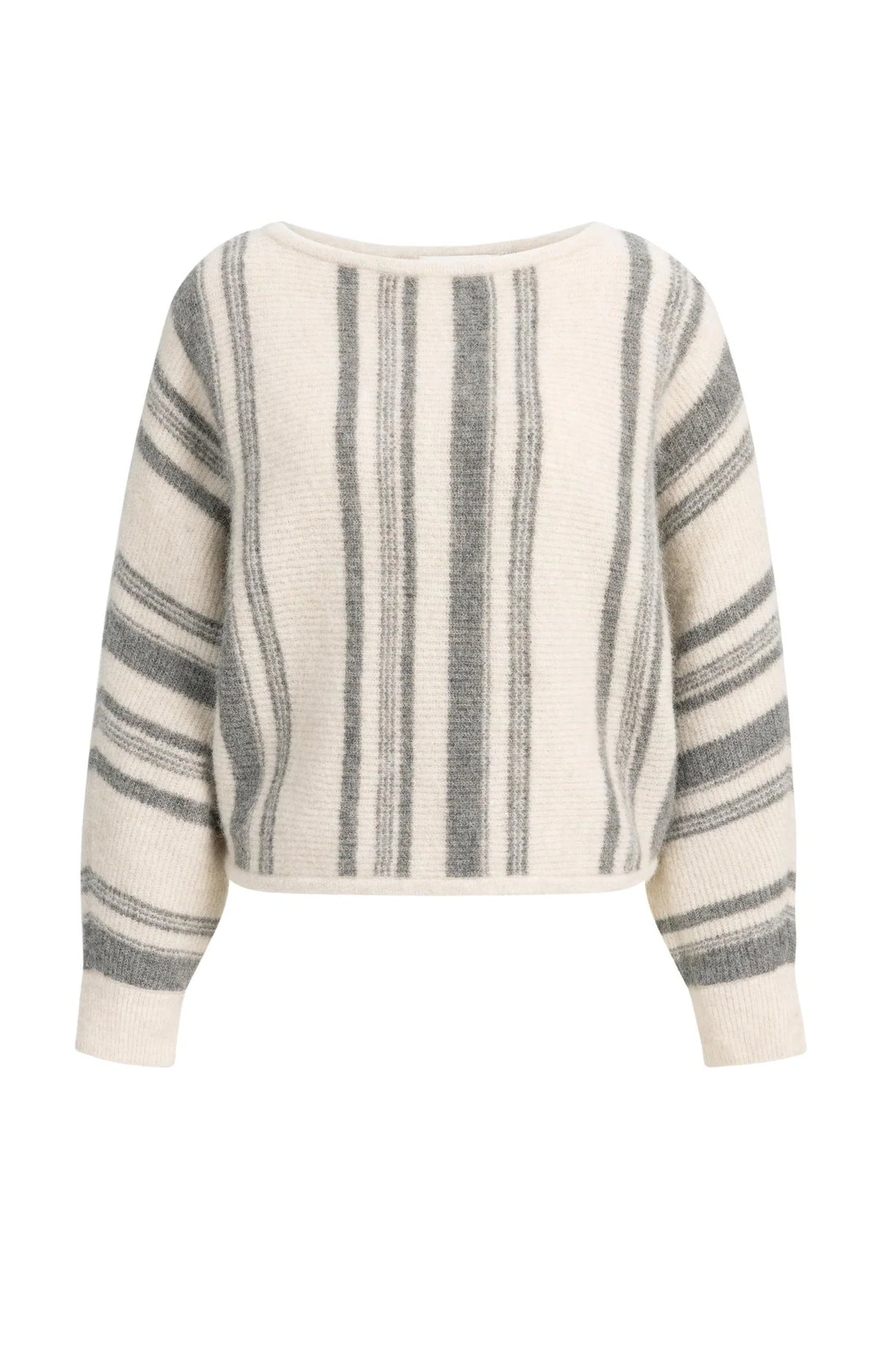 Boat Neck Sweater with Striped Pattern