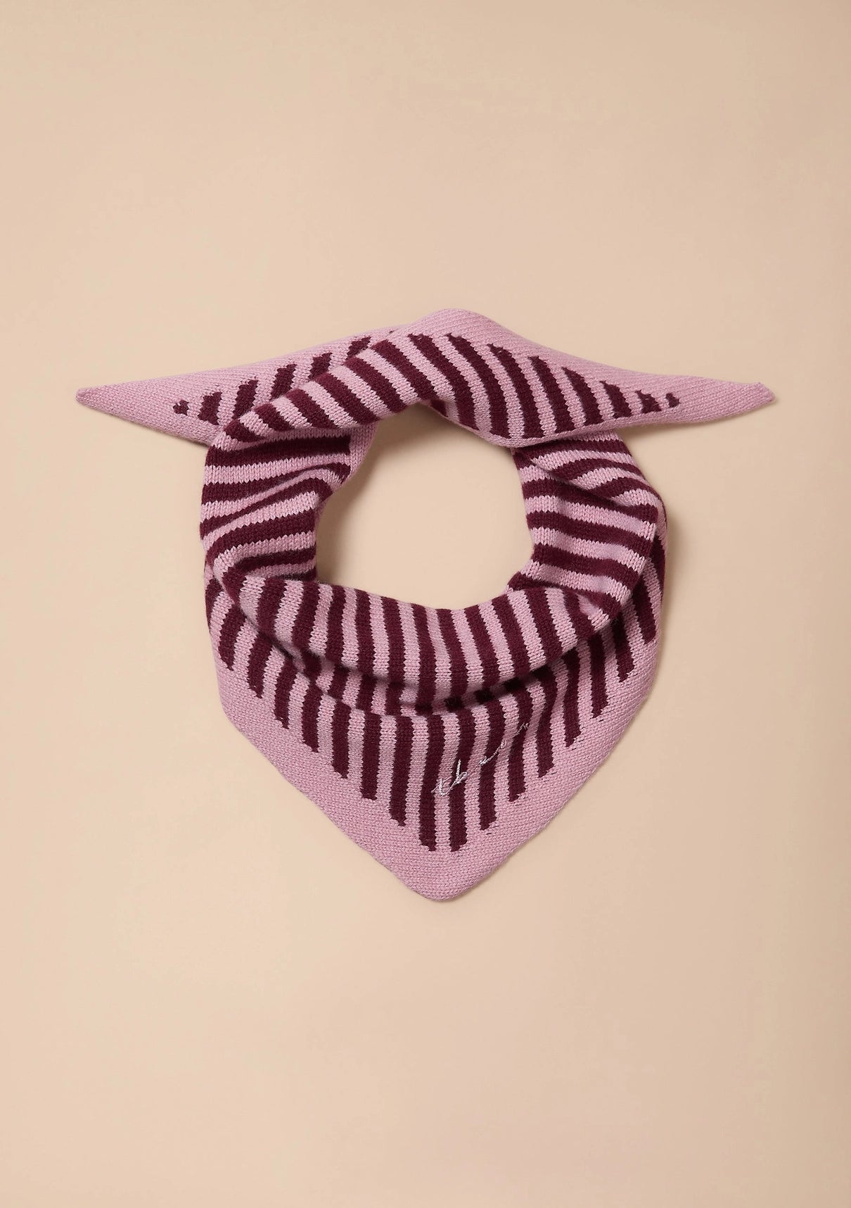 Merino Wool Kids Triangle Scarf - Pink Stripe