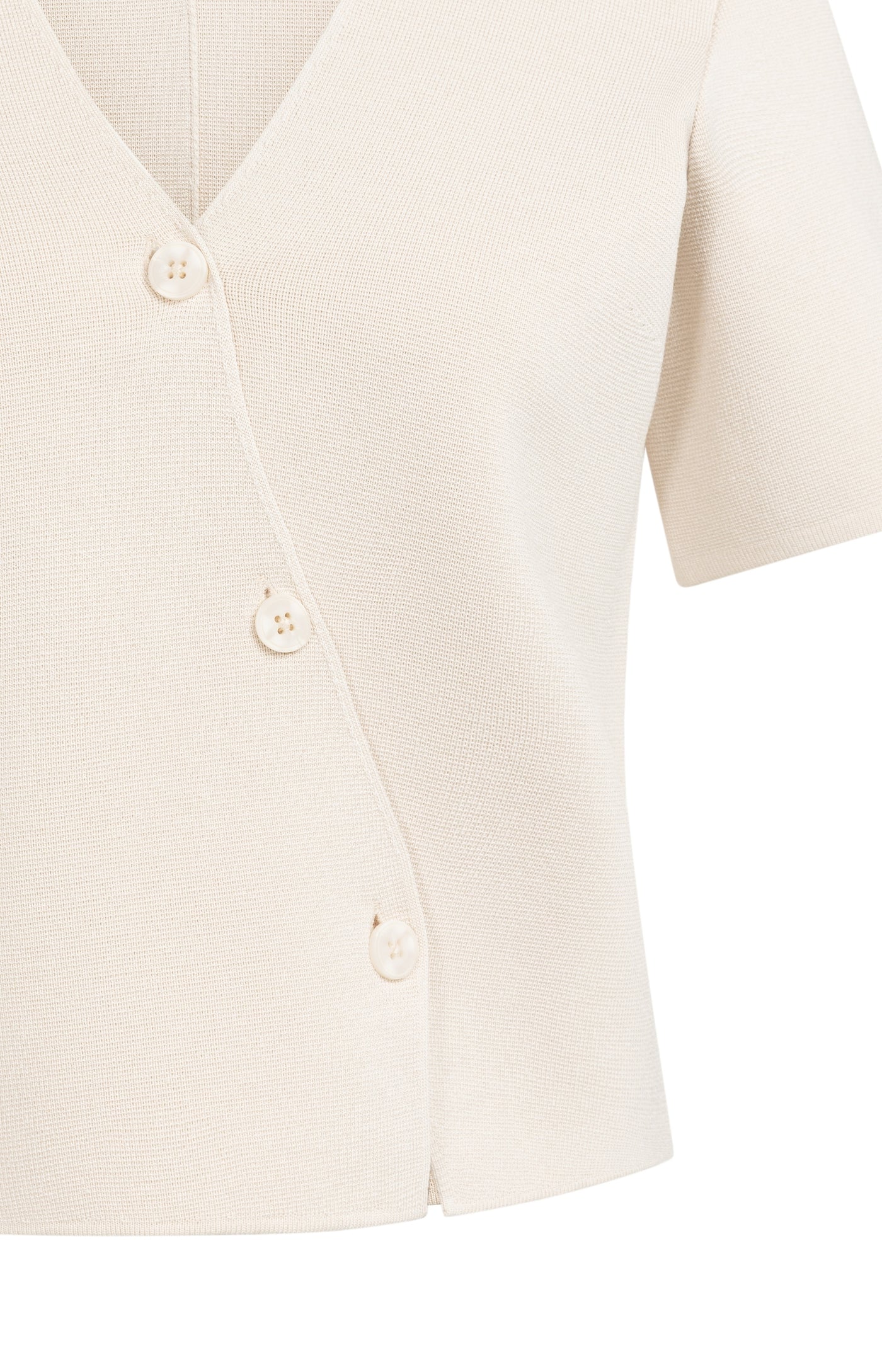 Yaya Creme Fine knitted V-neck button closure