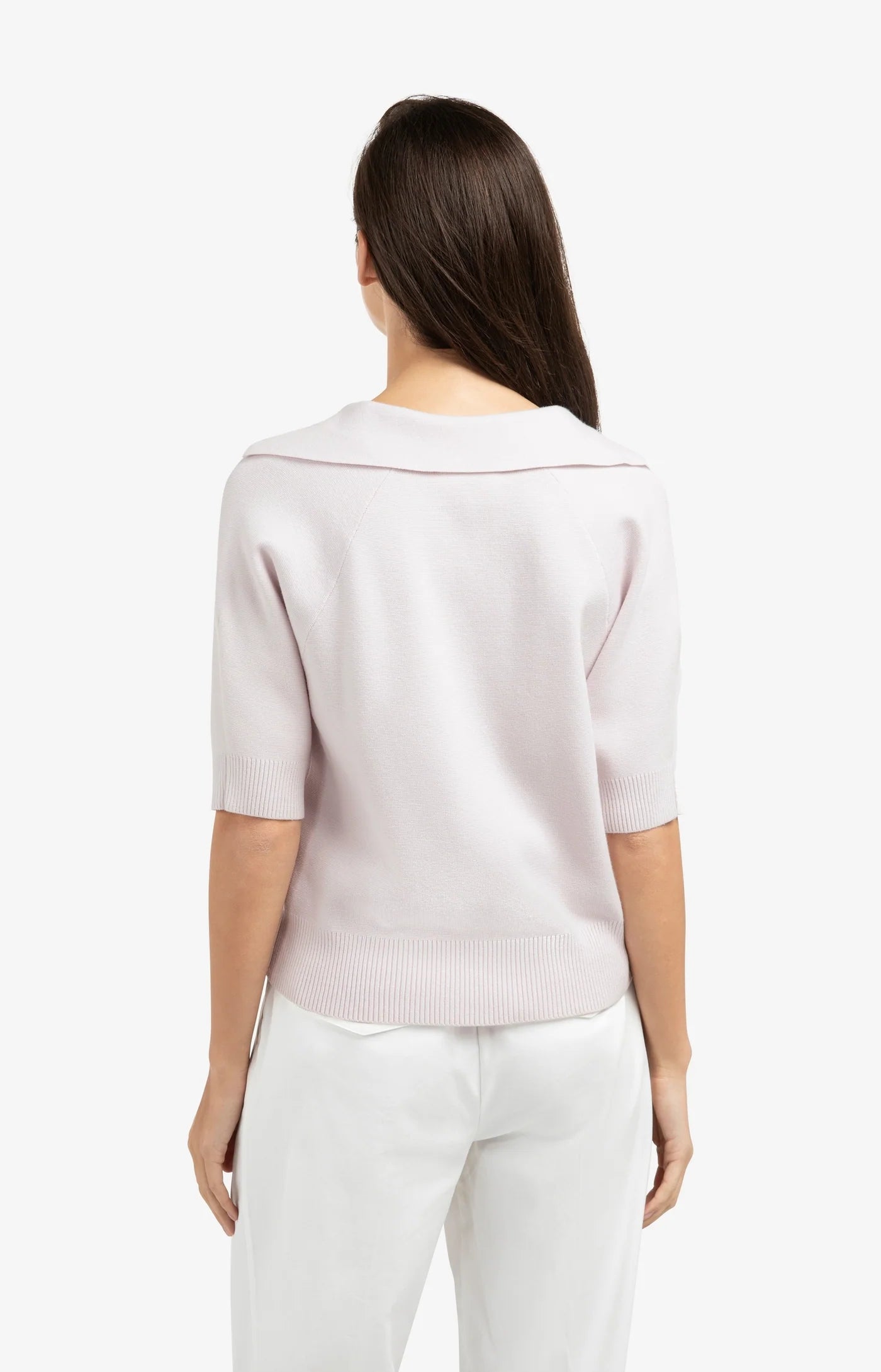 Yaya Gray Lilac SS Collar Knit