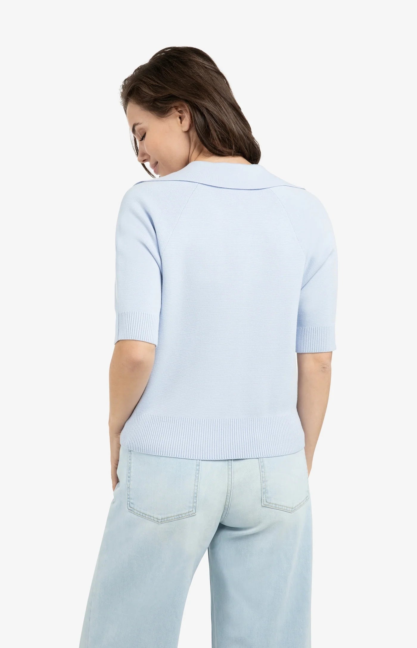 Yaya Ice Blue SS Collar Knit