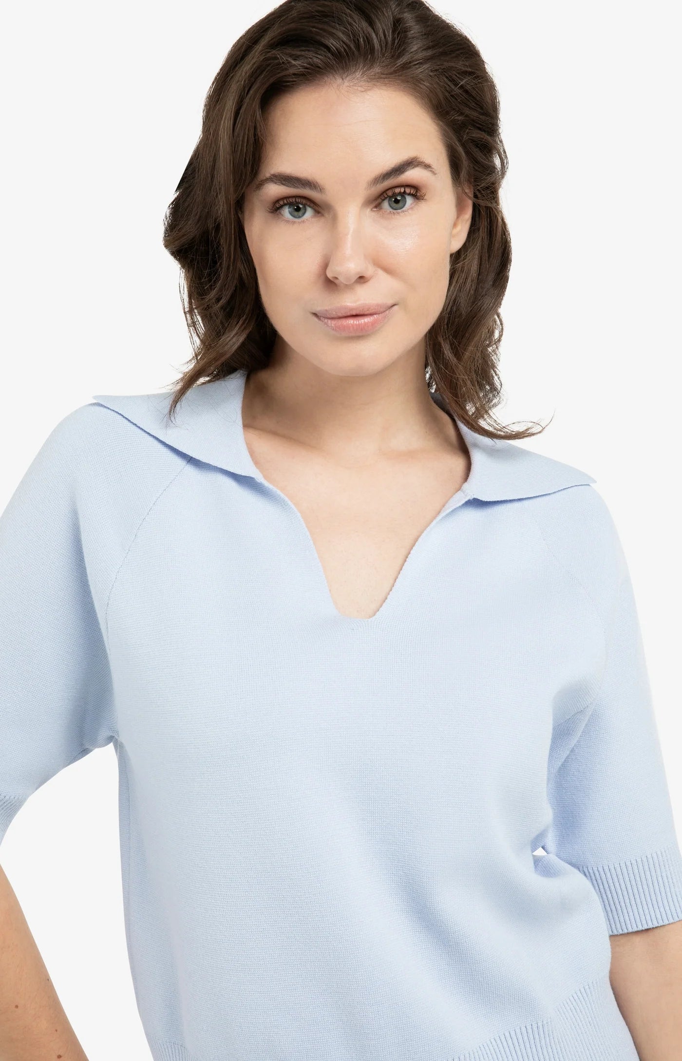 Yaya Ice Blue SS Collar Knit