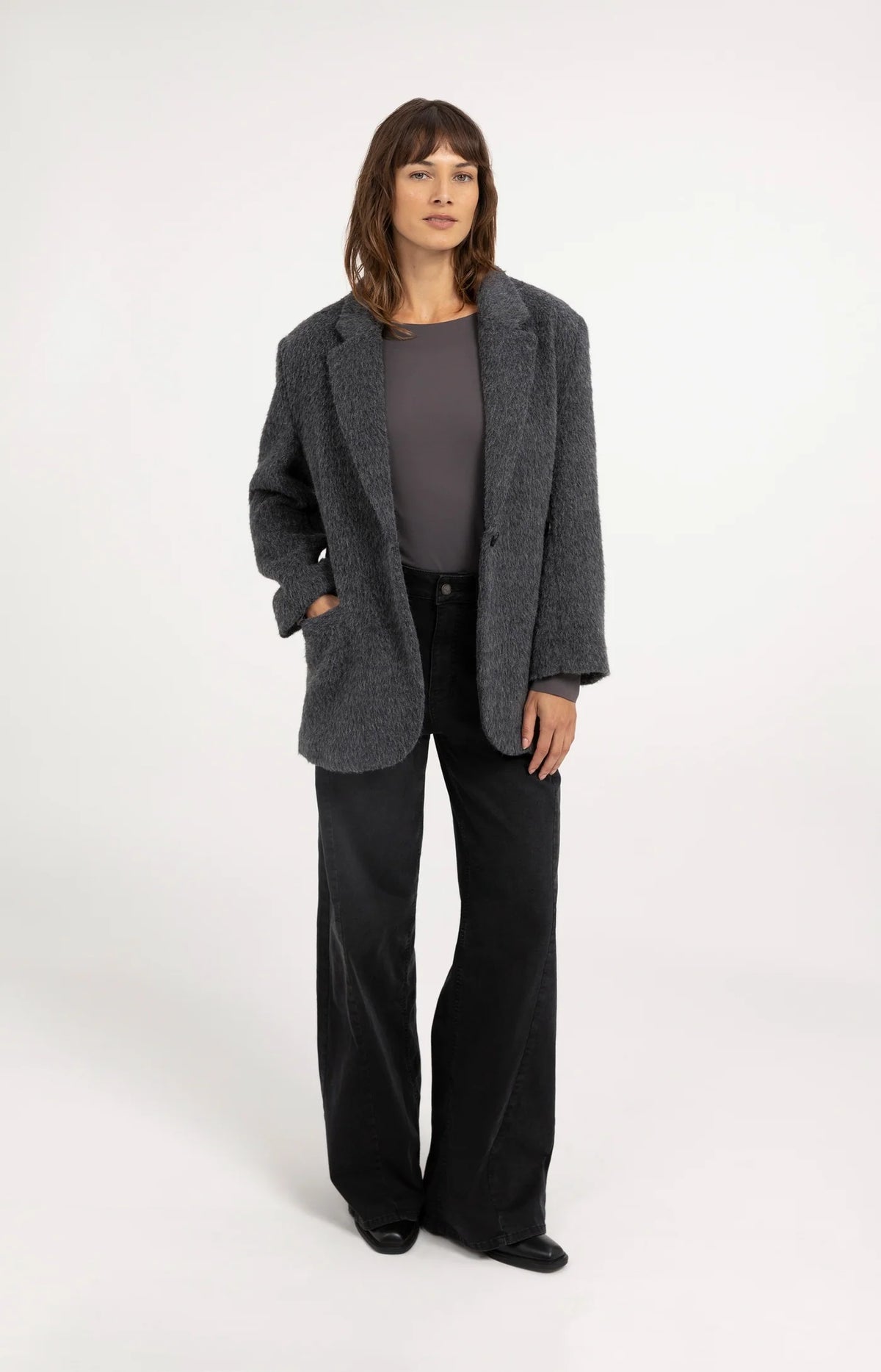 Oversized Wool Blend Blazer Jacket