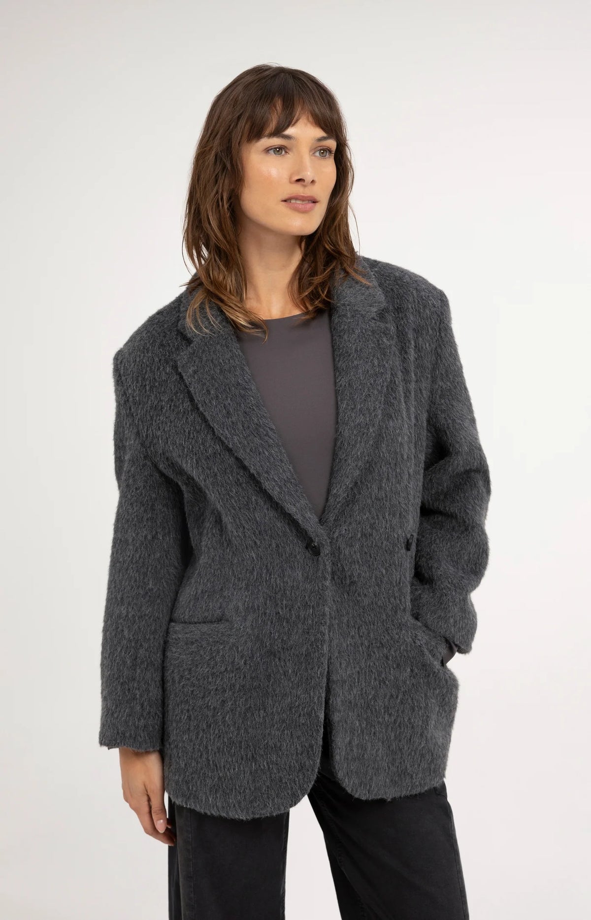 Oversized Wool Blend Blazer Jacket