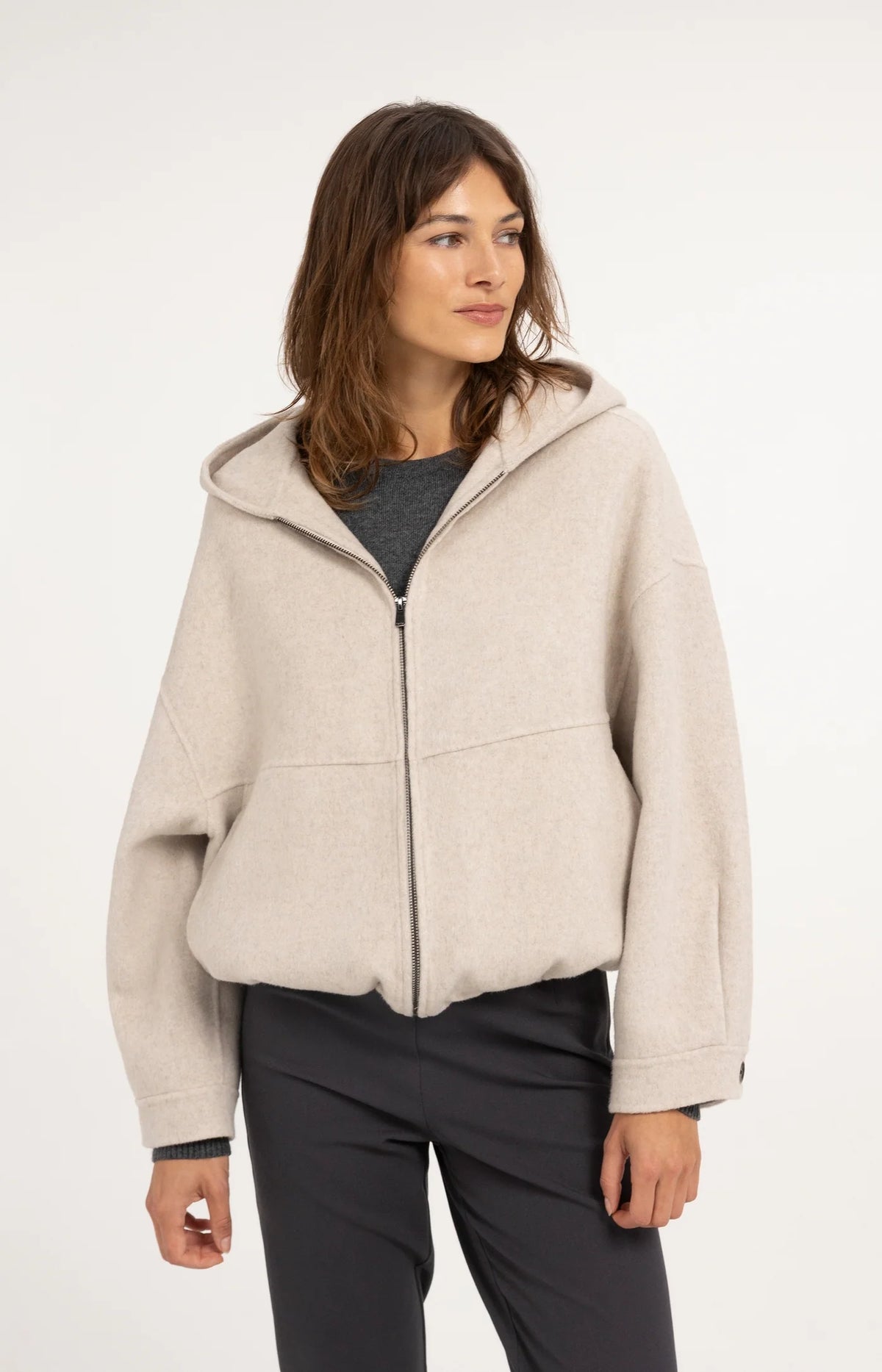 Wool Blend Hooded Jacket