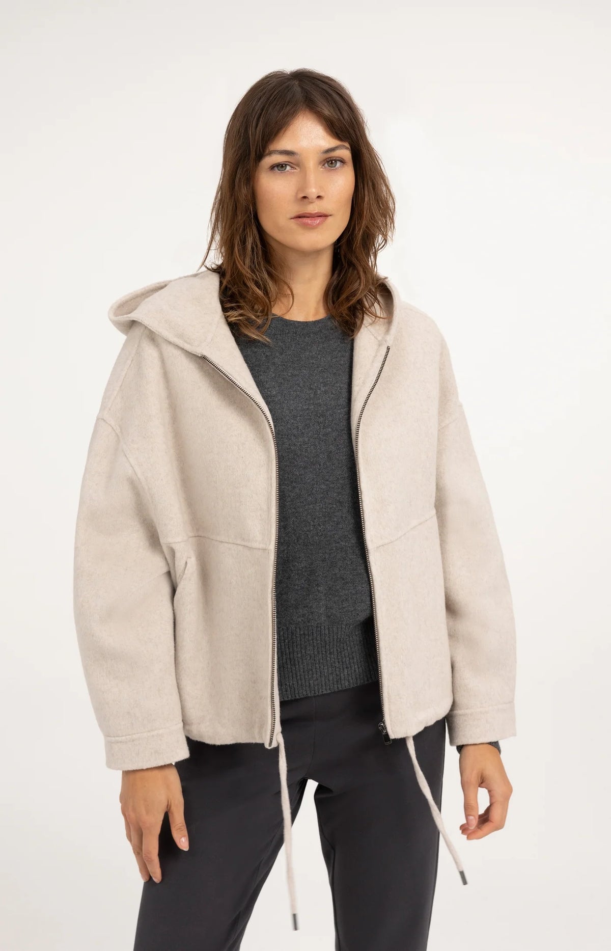 Wool Blend Hooded Jacket