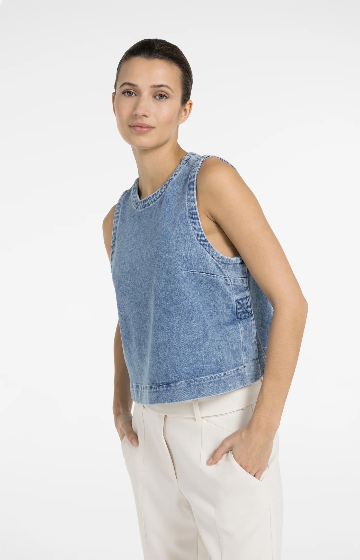 Yaya Sleeveless Denim Top
