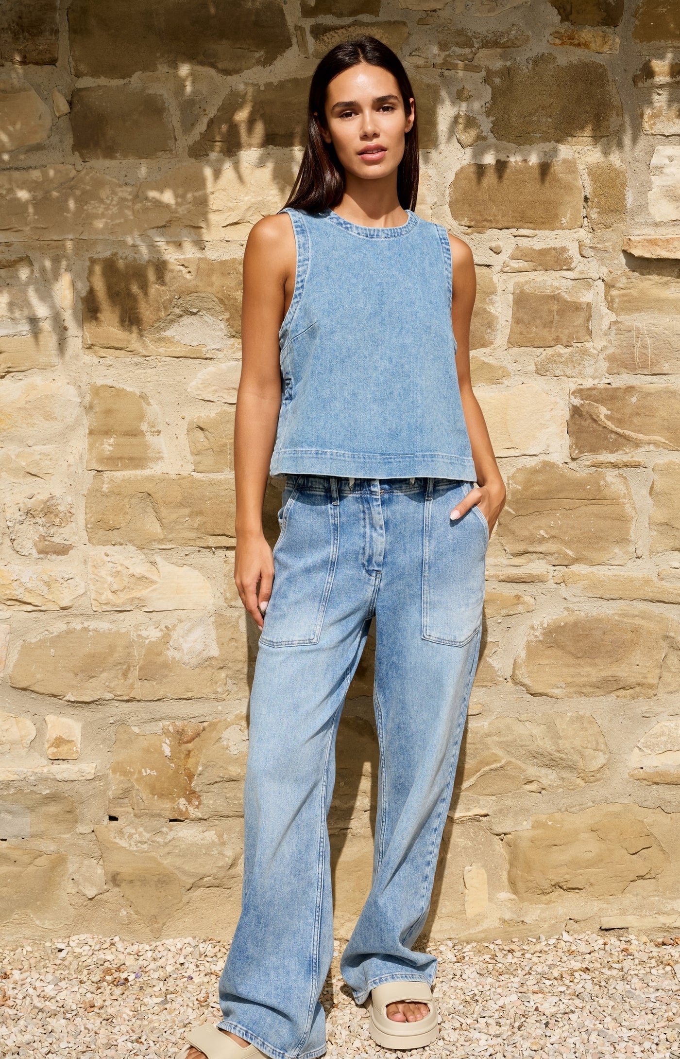 Yaya Sleeveless Denim Top
