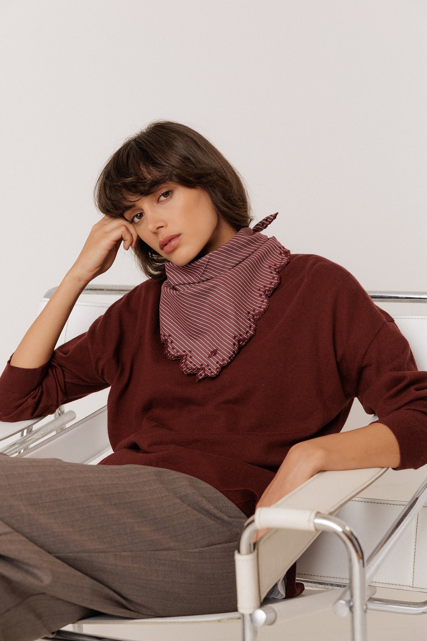 Striped Poplin Handkerchief