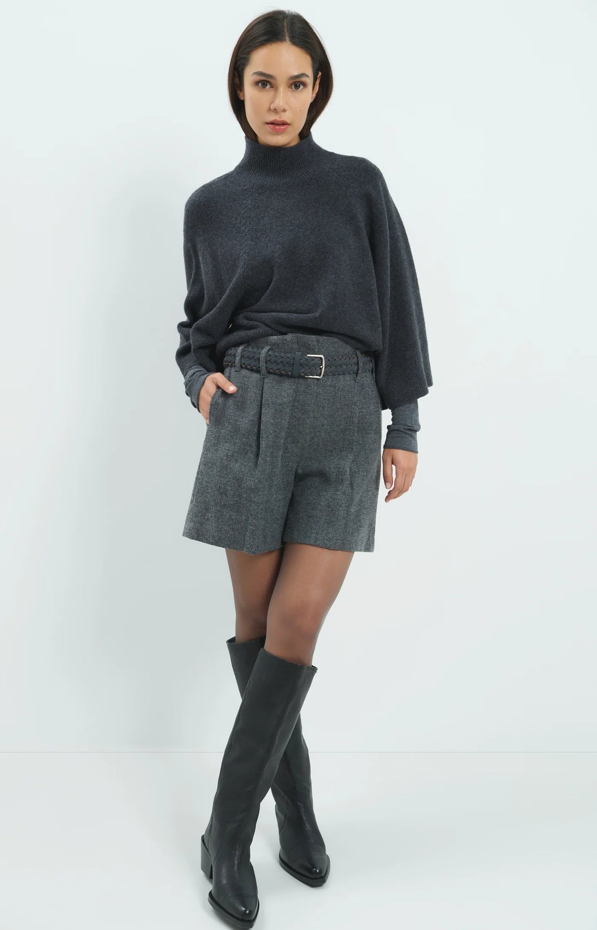 Wide Sleeve Anthracite Sweater