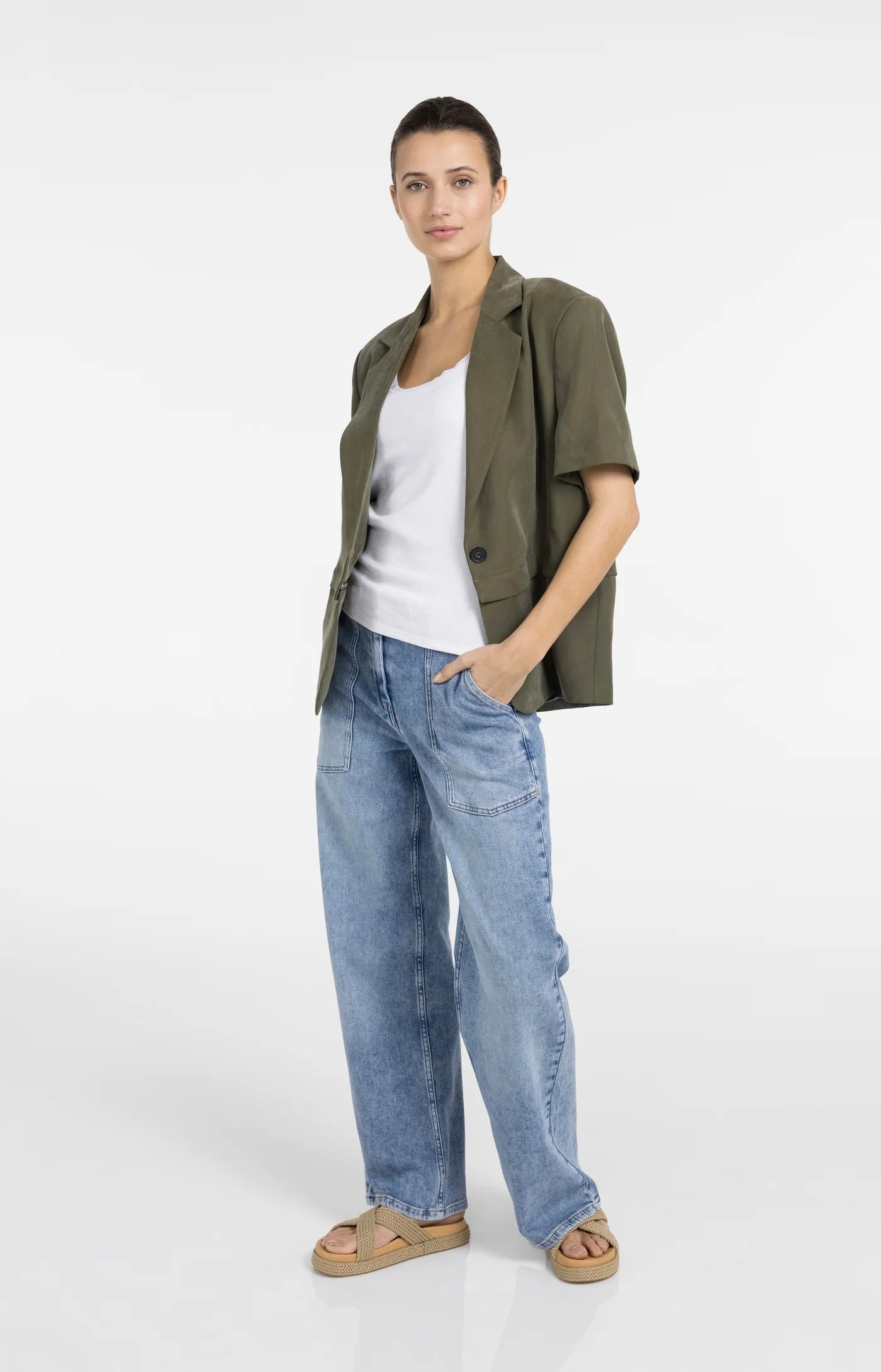 Army Green Woven Blazer