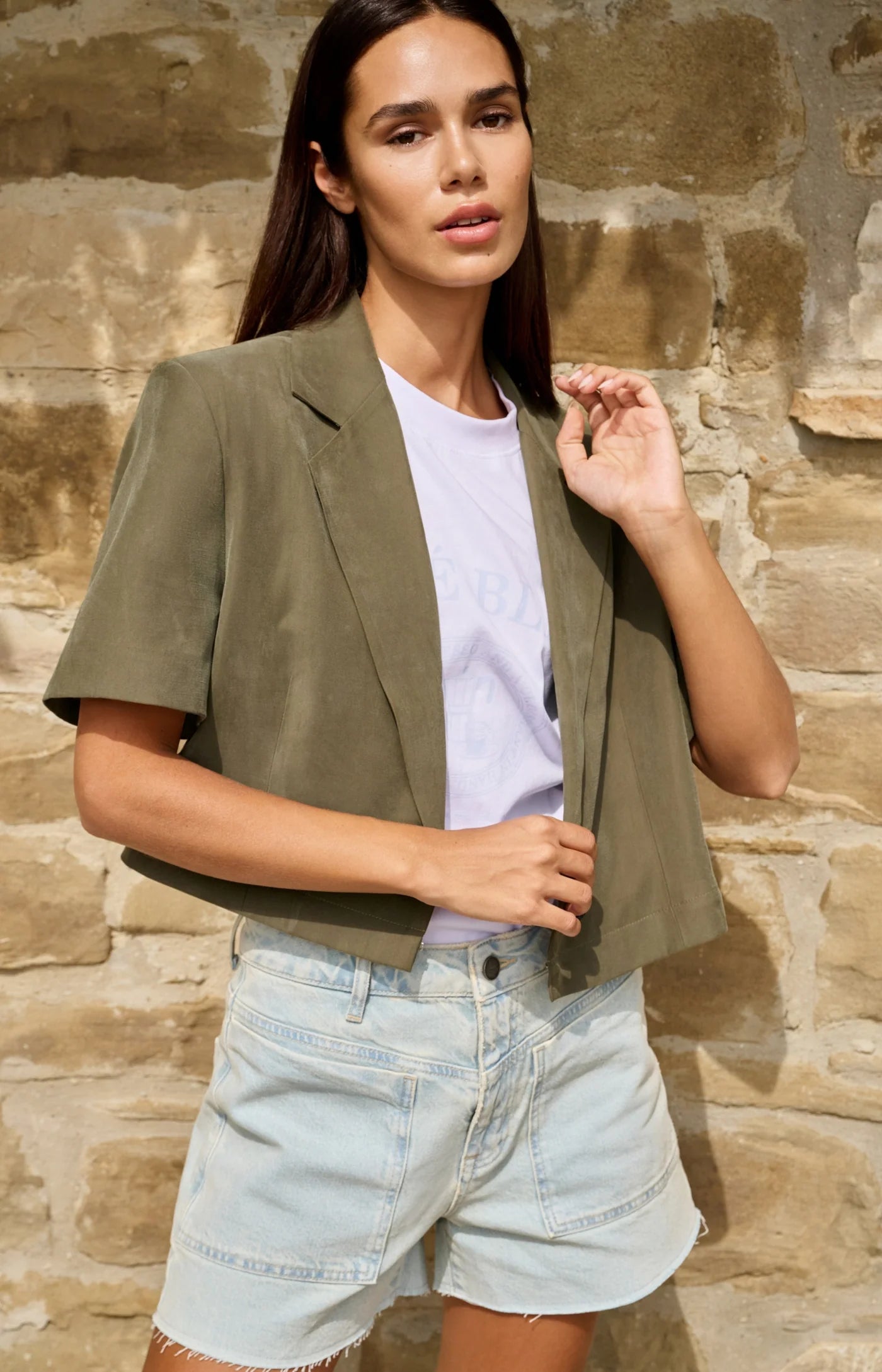 Army Green Woven Blazer