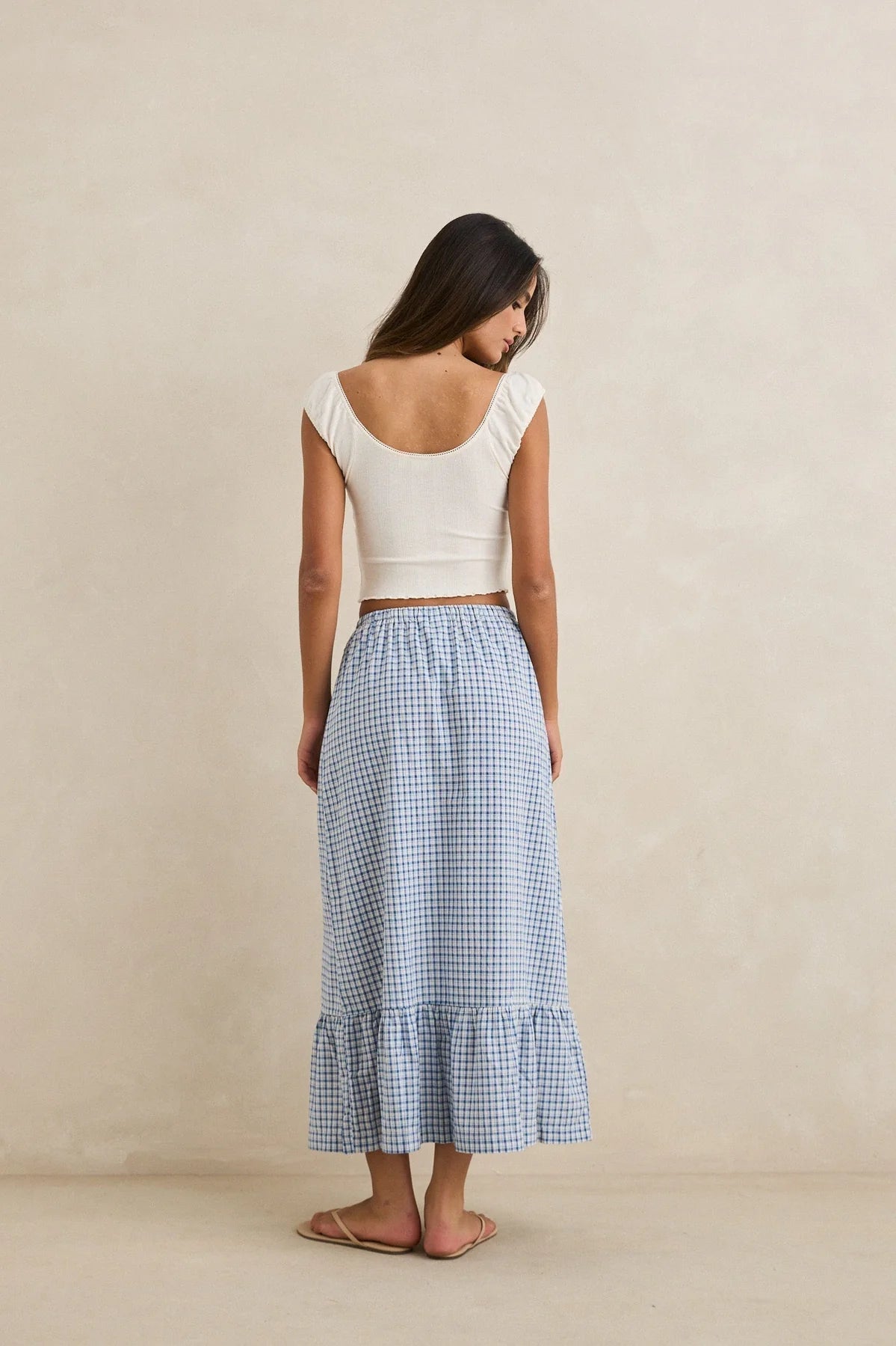 Lola Check Tiered Maxi Skirt