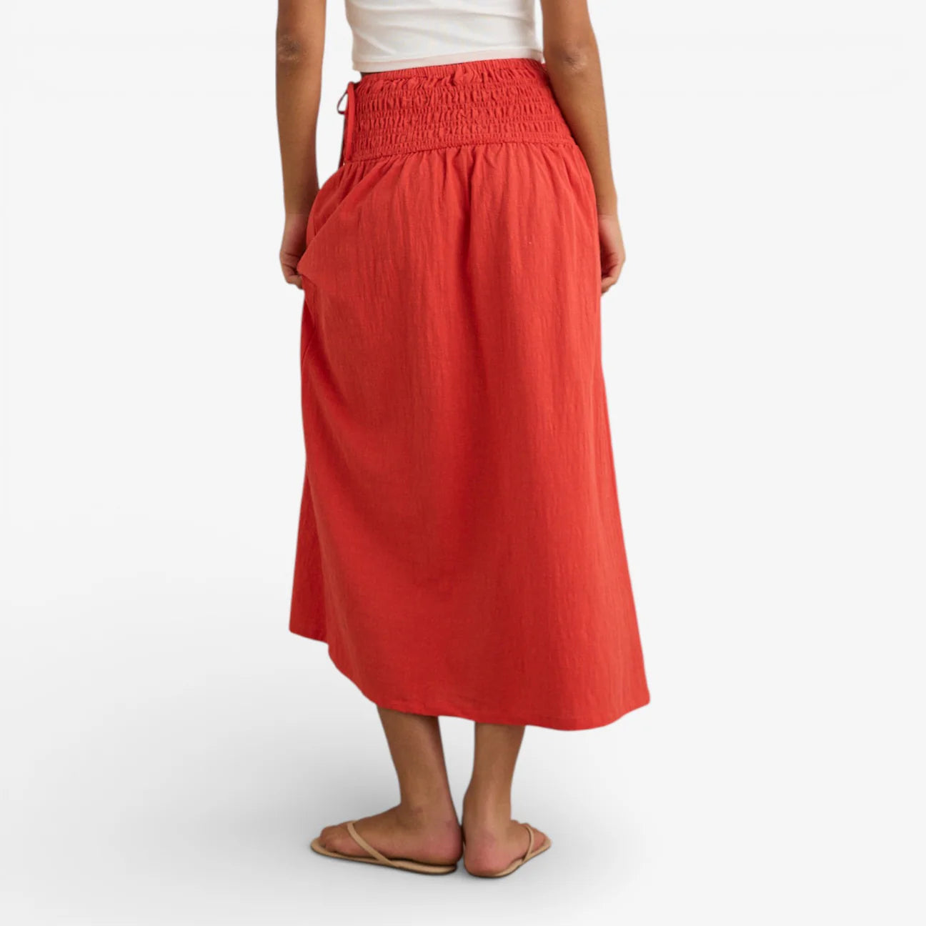 Alana Red Tie Side Maxi Skirt