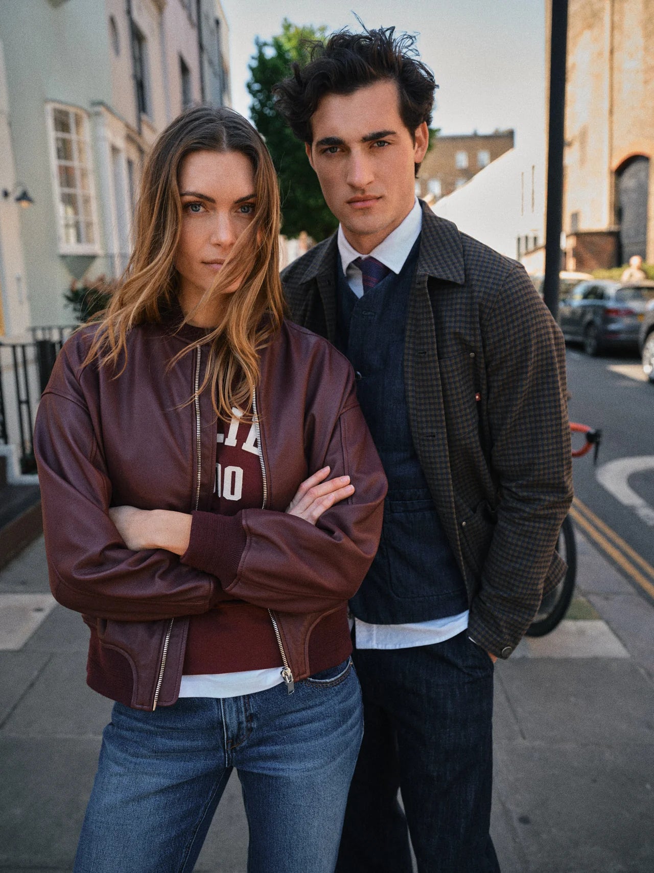 Ruby Leather Bomber Jacket