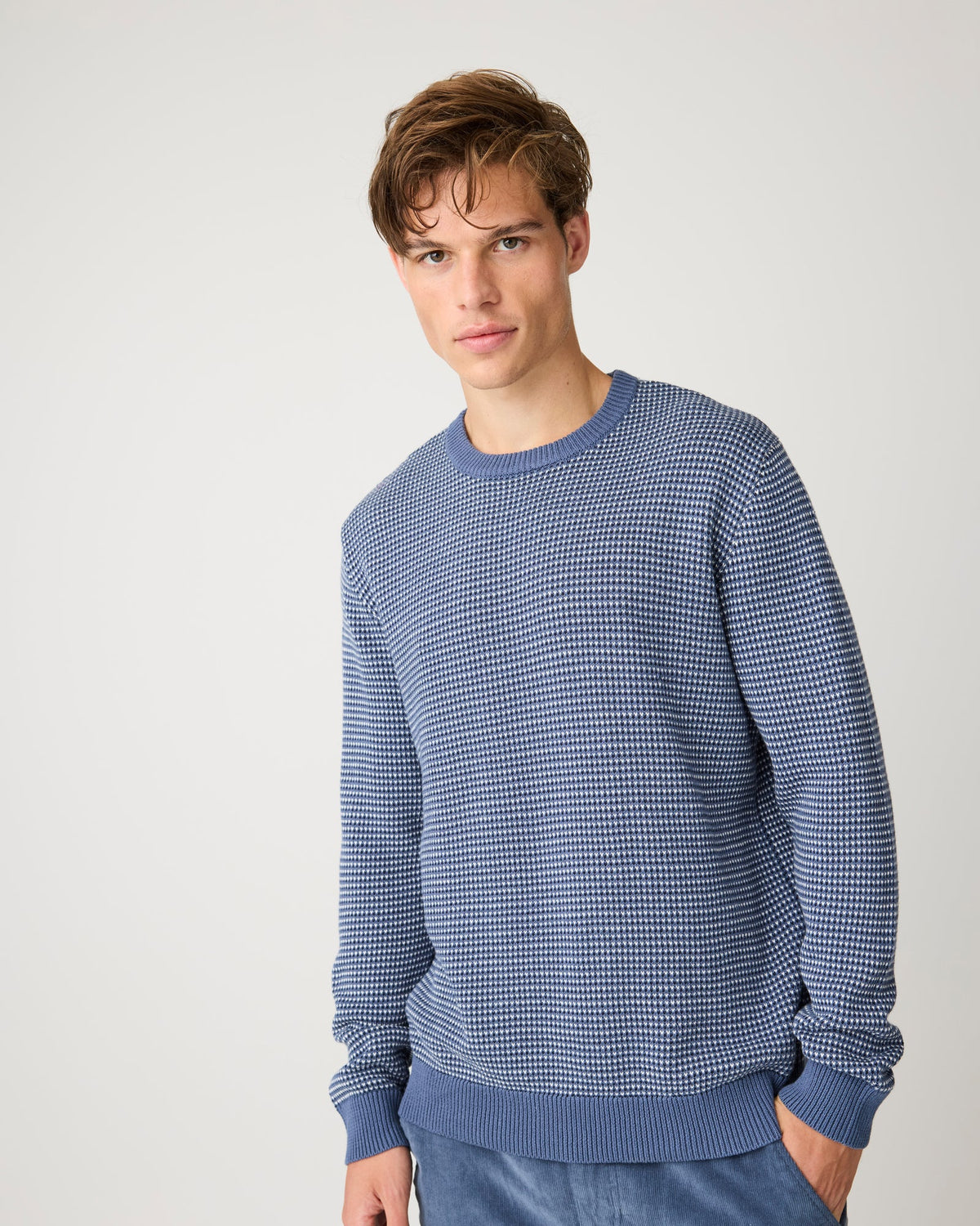 Jacquard Crew Neck Sweater Night Sky