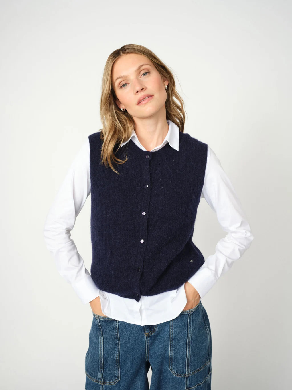 Navy Almine Thora Knitted Waistcoat