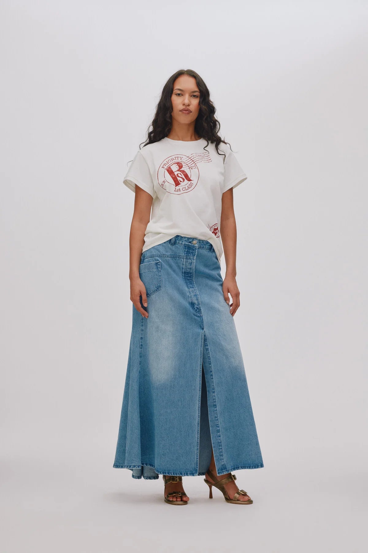 Rabens Saloner Emmali Long Denim Skirt