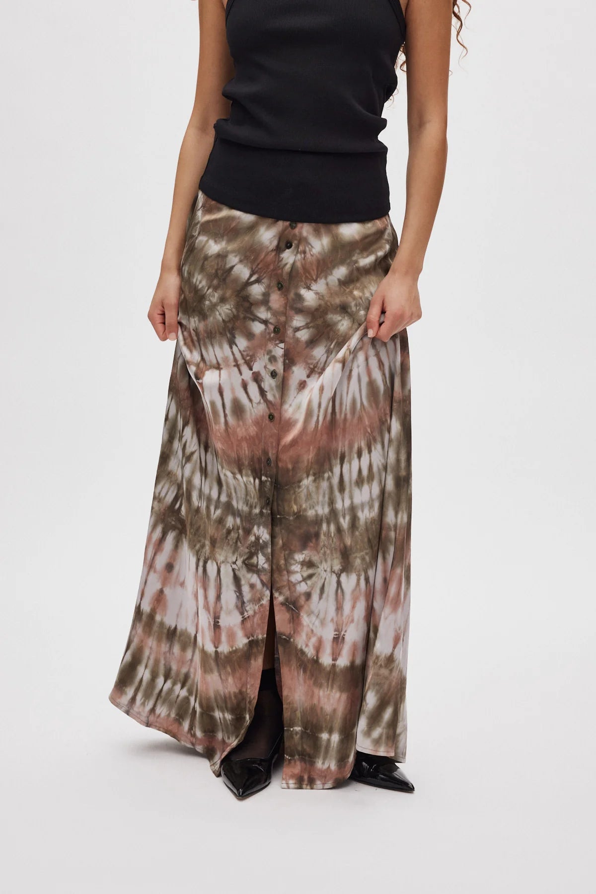 Henriette Lava Print Button Skirt