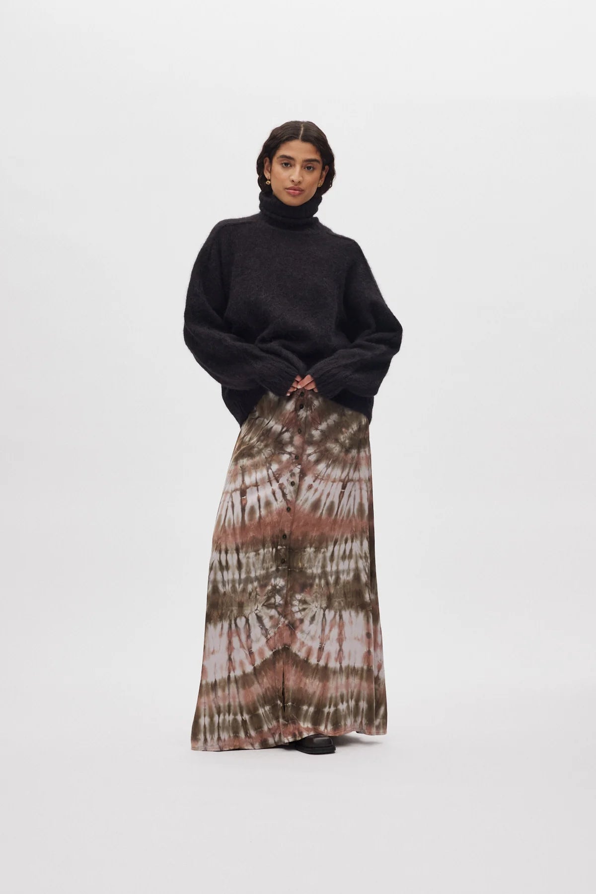 Henriette Lava Print Button Skirt