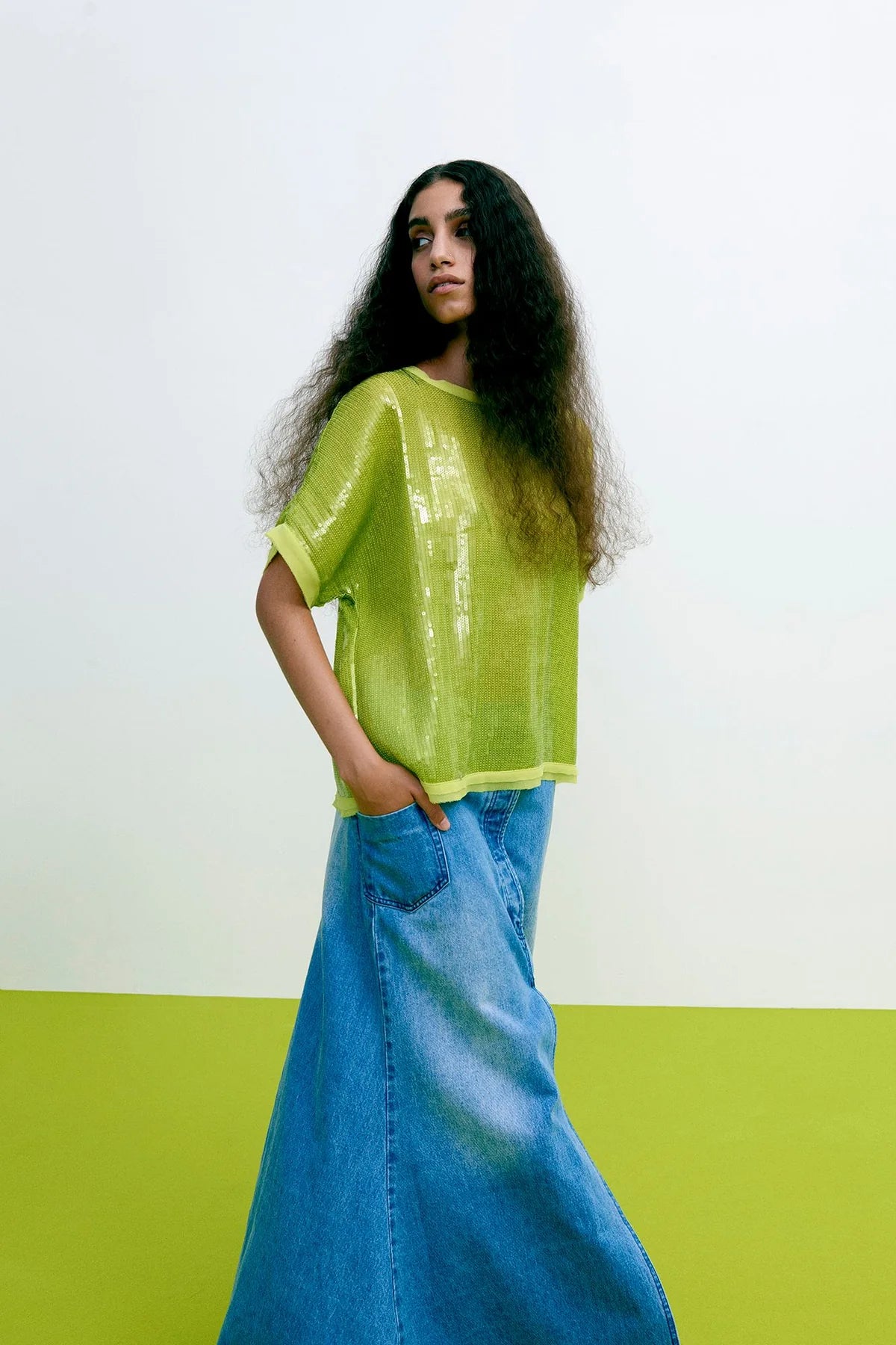 Rabens Saloner Emmali Long Denim Skirt