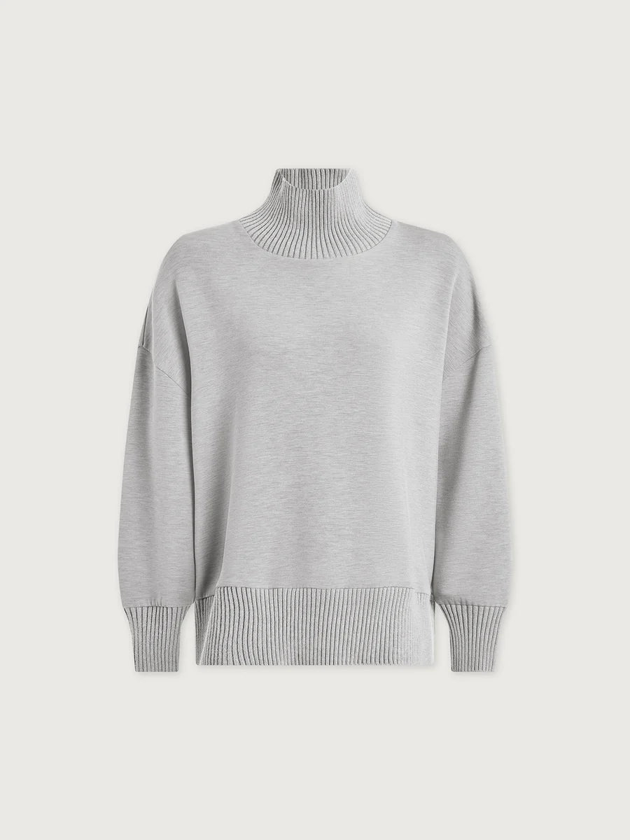 Barker High Neck Sweat - Light Grey Marl