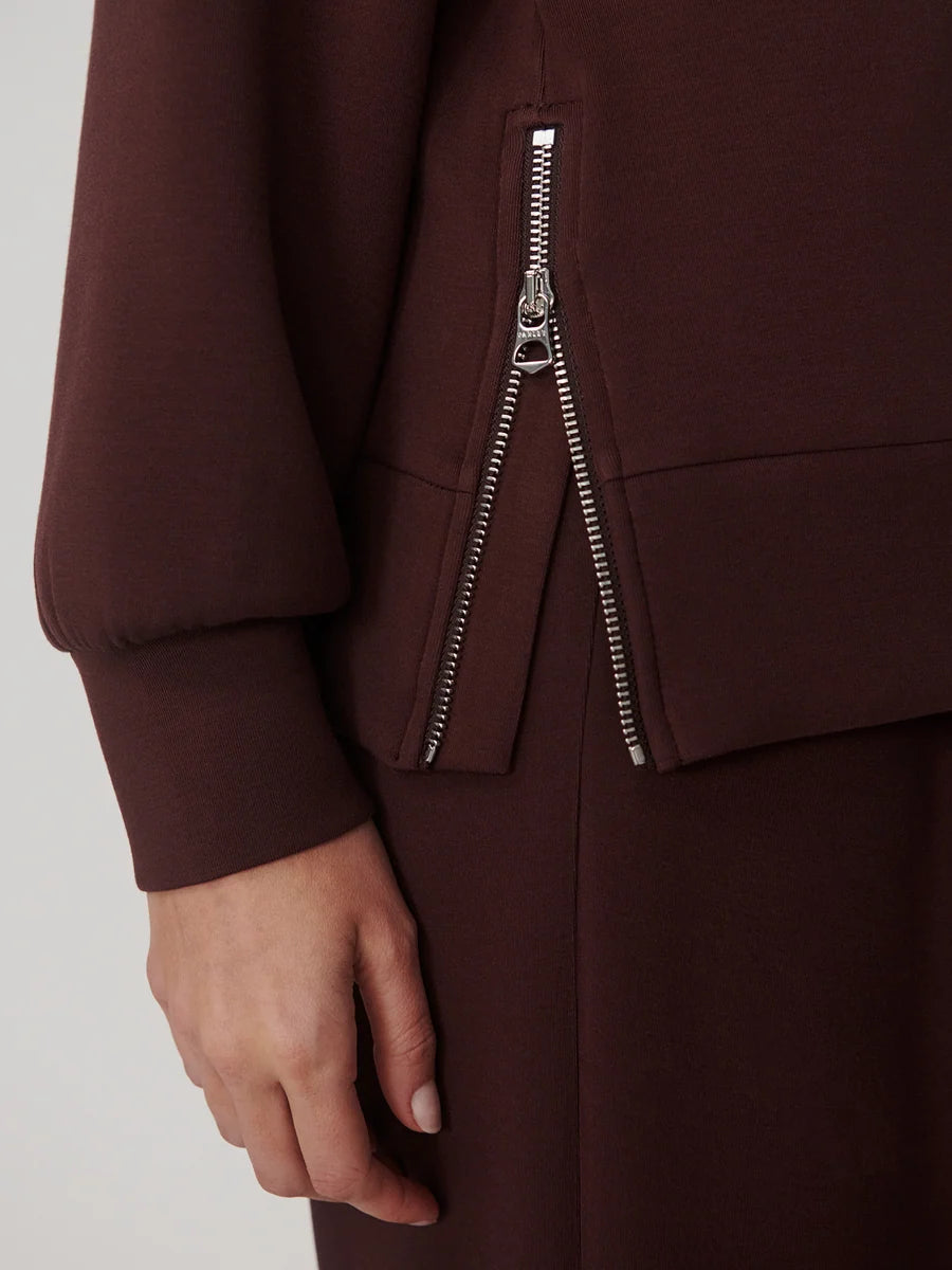 Novi Longline Mock Neck Sweater - Deep Mahogany