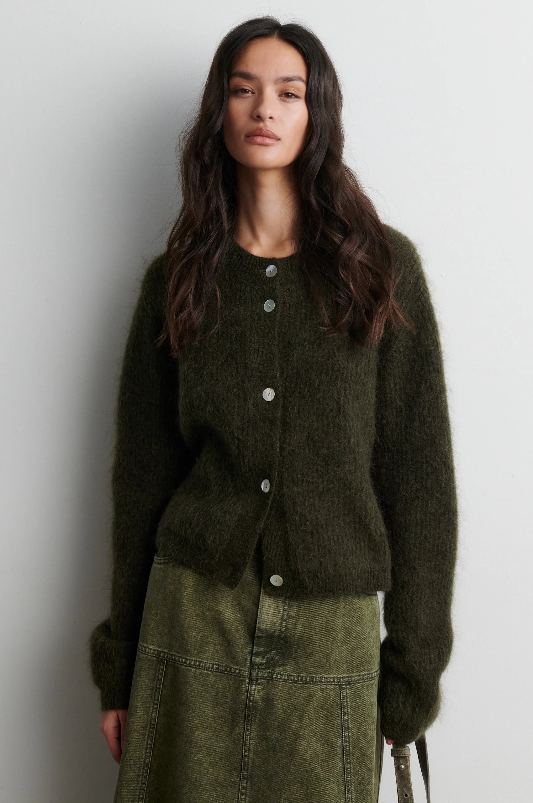 Andrea Black Olive Cardigan
