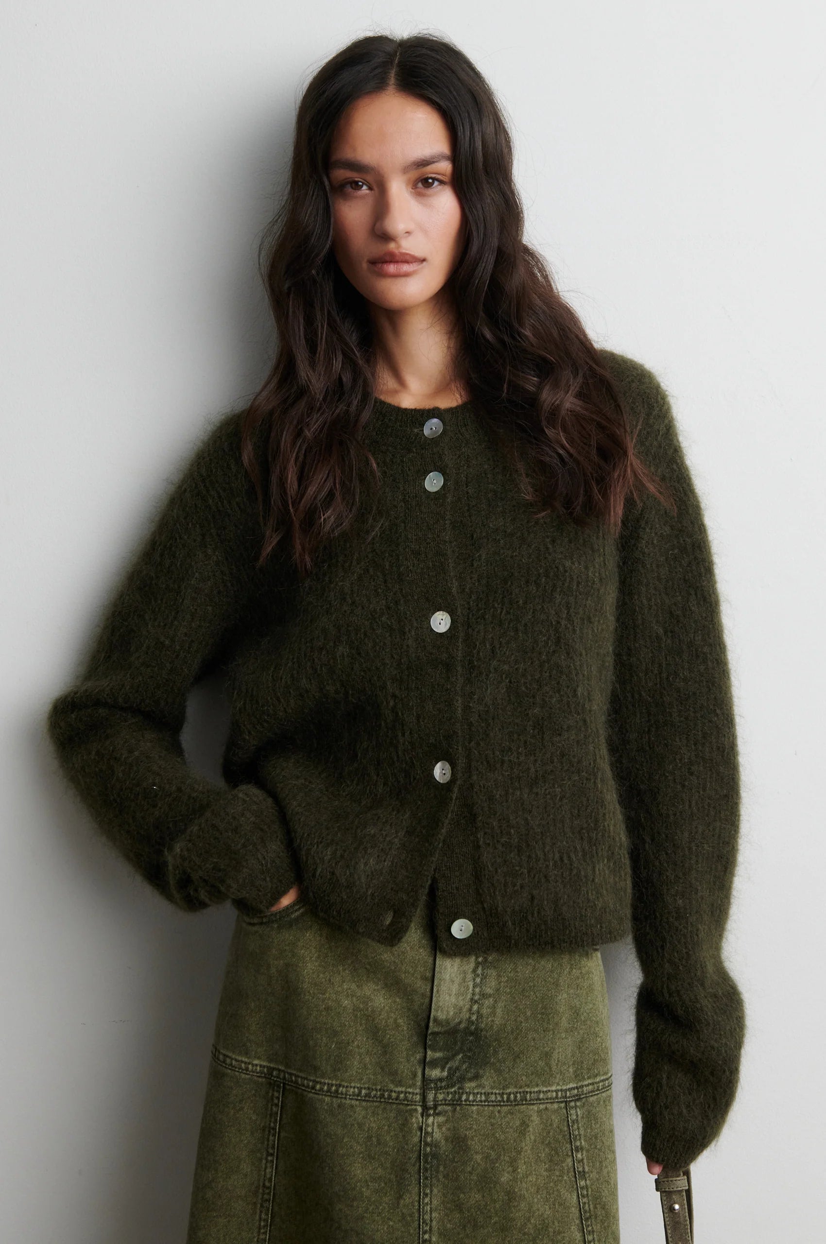 Andrea Black Olive Cardigan