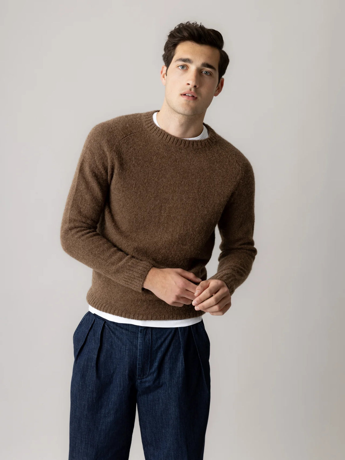 Carlos Crew Neck Knit - Brown Melange