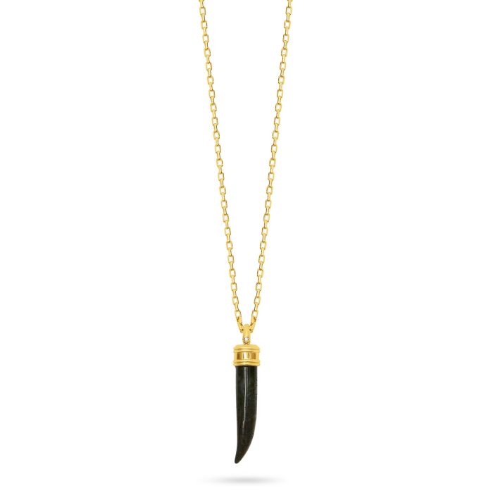 Tusk Pendant Necklace- Indian Agate