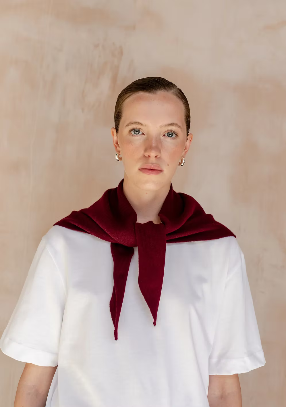 TBCo Small Burgundy Merino Wool Triangle Scarf