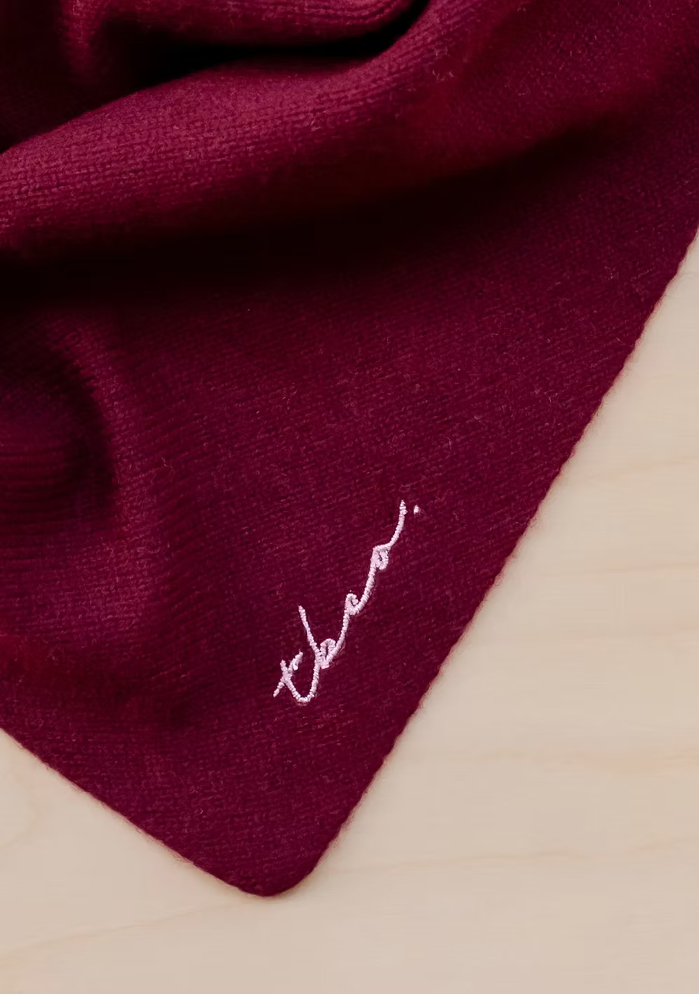 TBCo Small Burgundy Merino Wool Triangle Scarf
