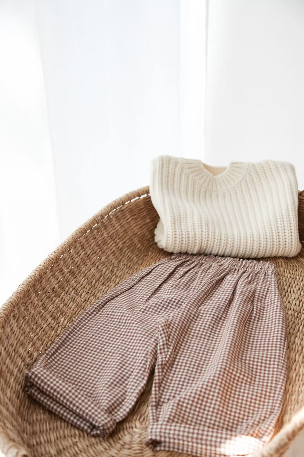 Unisex Brown Gingham Trousers
