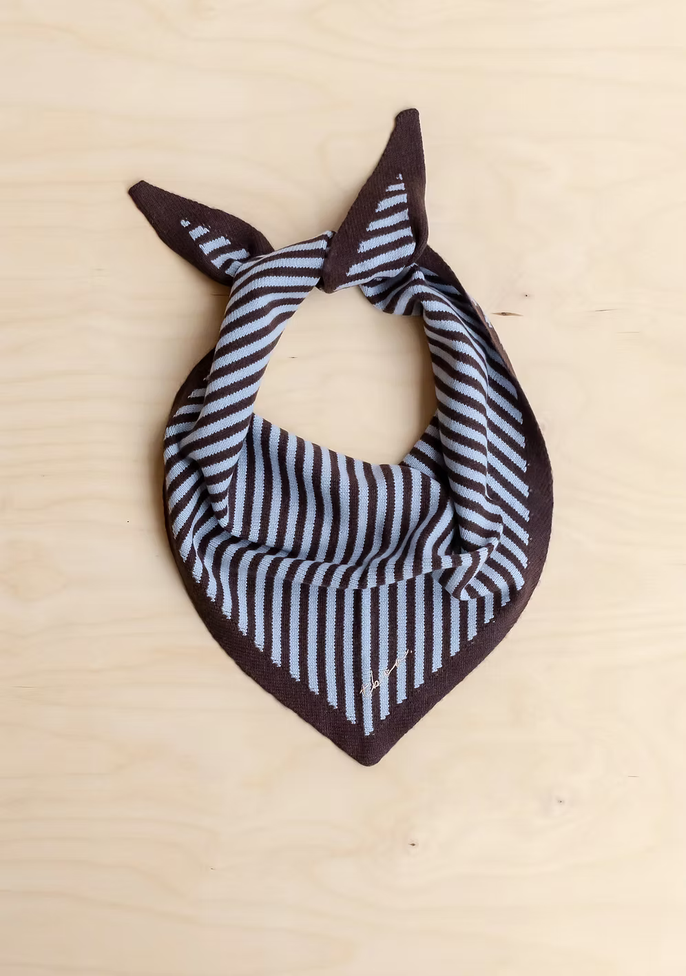 TBCo Small Blue & Brown Stripe Merino Wool Triangle Scarf