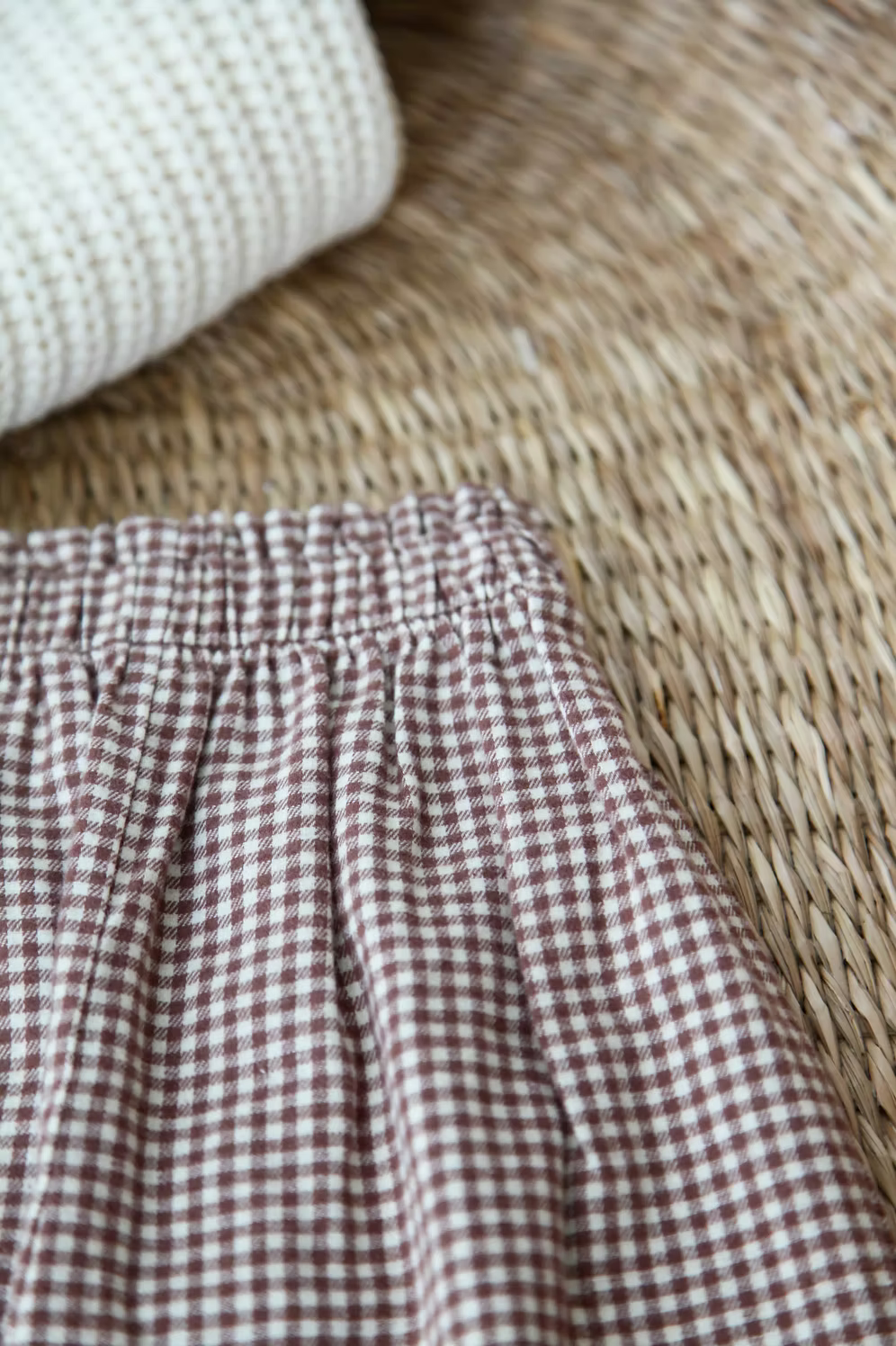 Unisex Brown Gingham Trousers