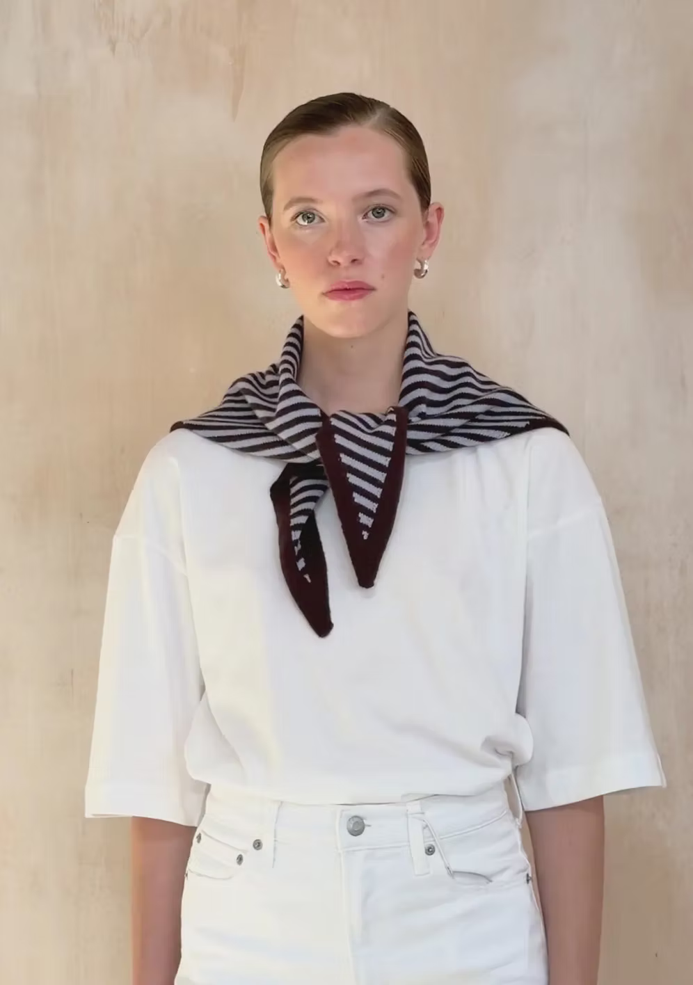 TBCo Small Blue & Brown Stripe Merino Wool Triangle Scarf