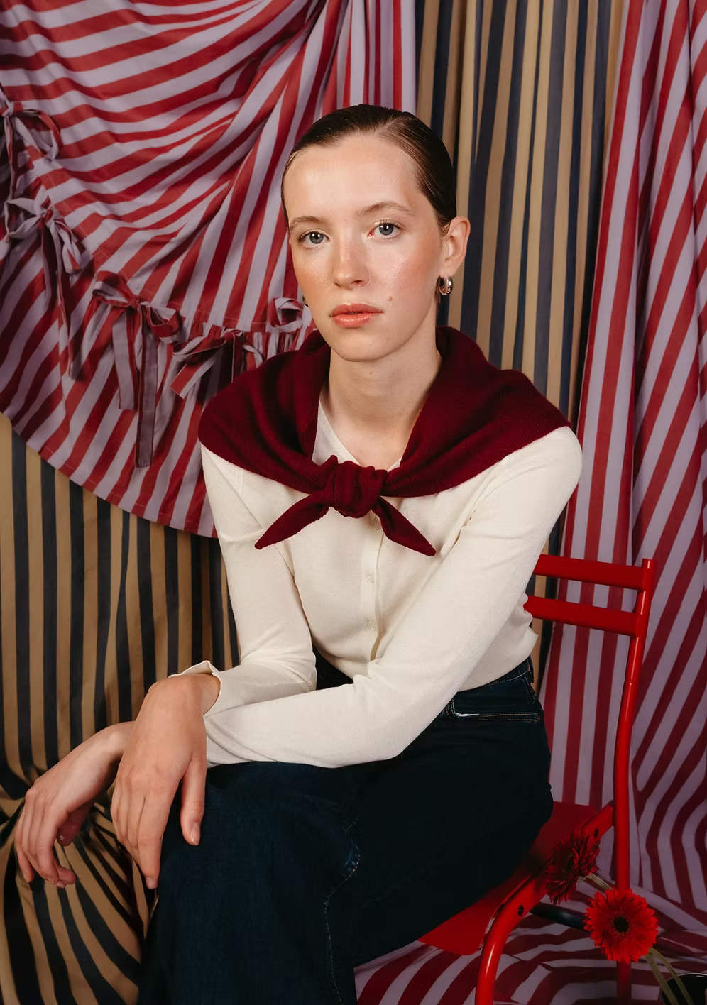 TBCo Small Burgundy Merino Wool Triangle Scarf