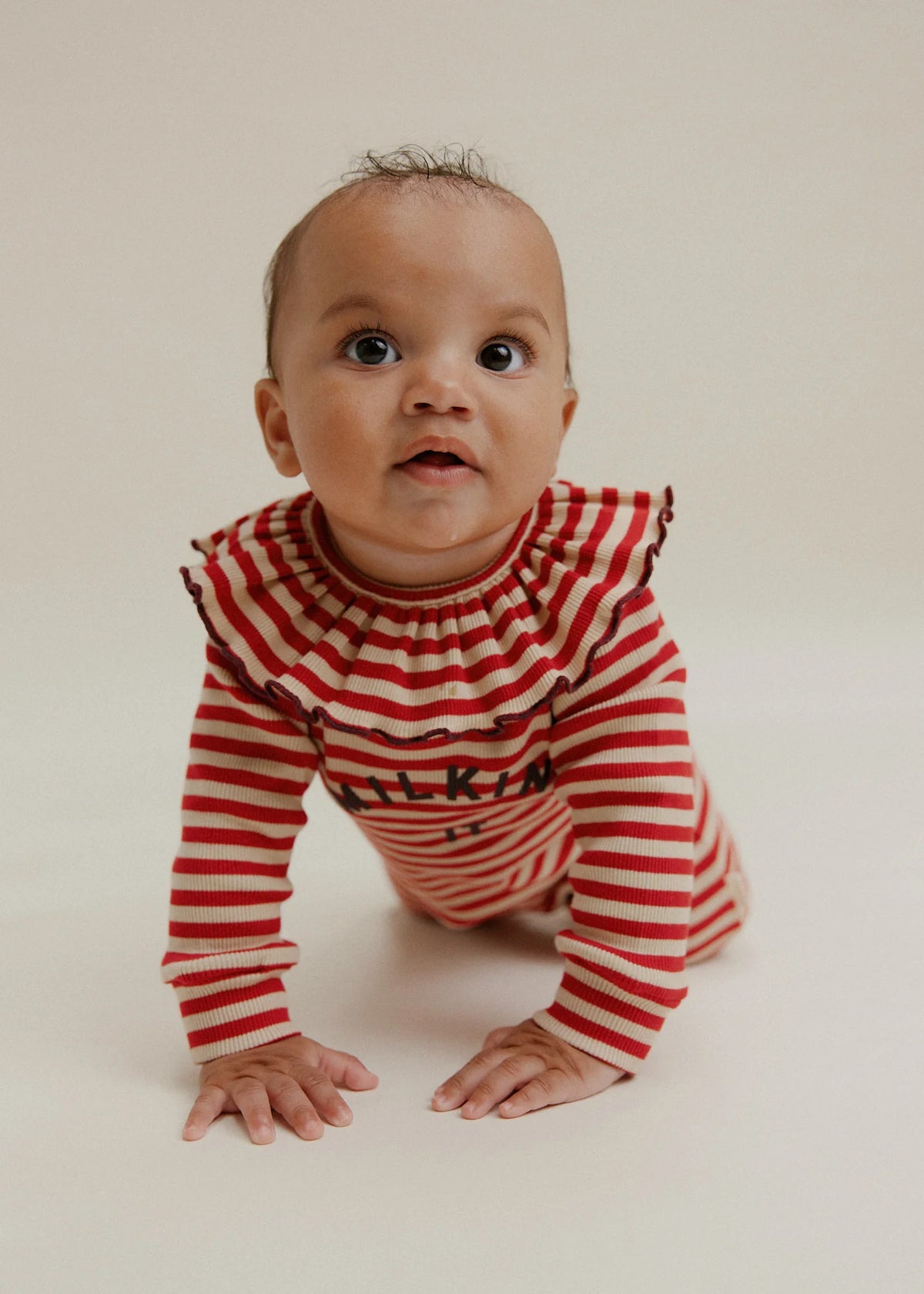 Claude & Co Milking it Crimson Stripe Onesie