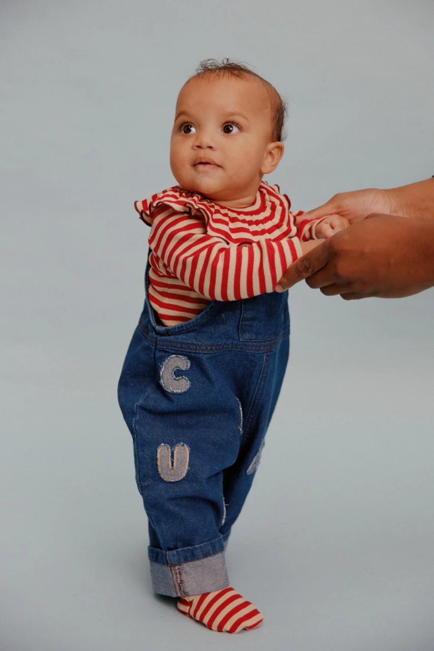 Claude & Co Milking it Crimson Stripe Onesie