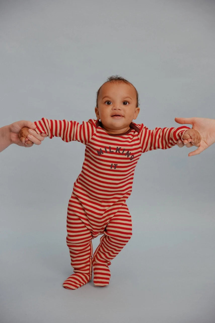 Claude & Co Milking it Crimson Stripe Onesie