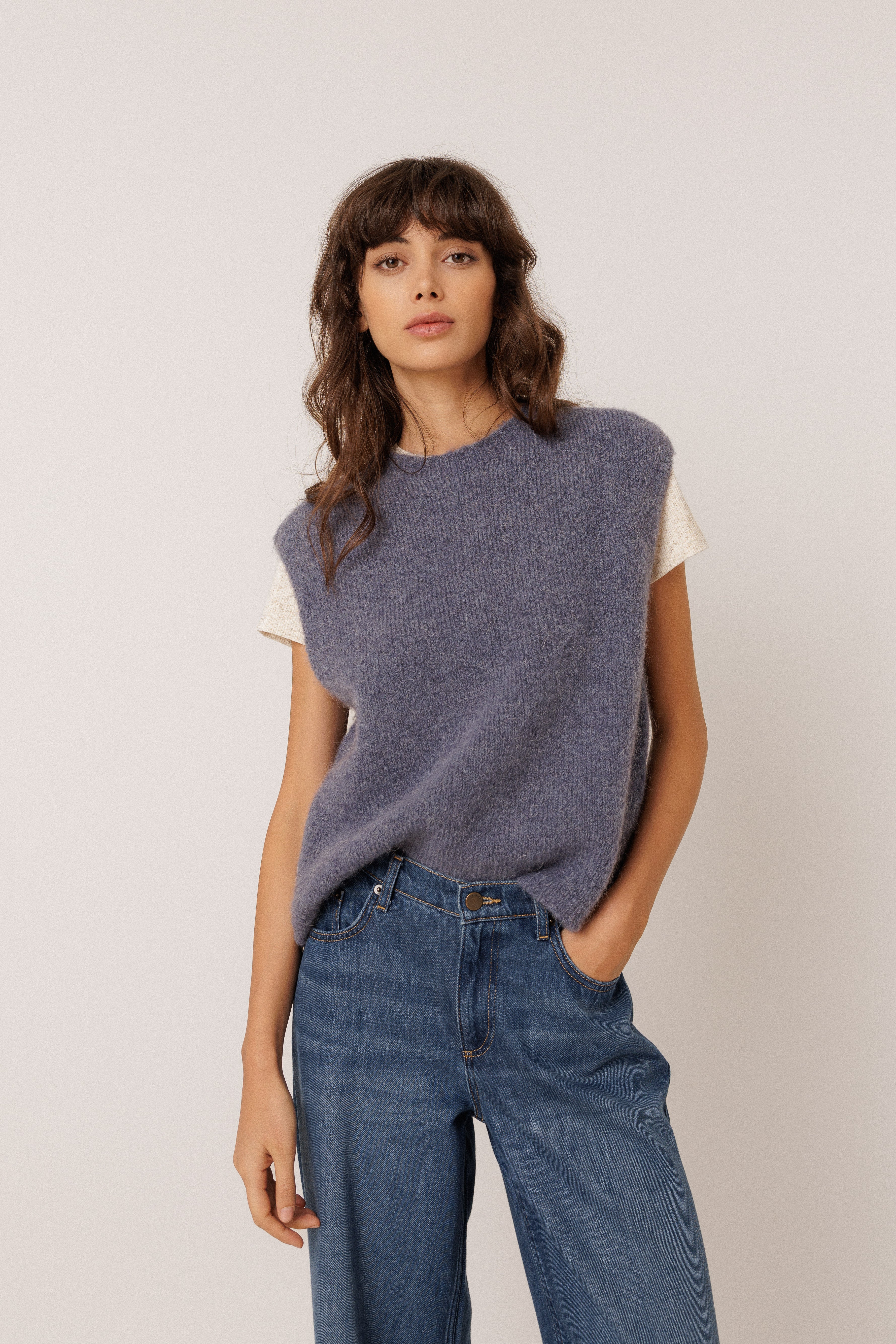 Boxy Mohair Vest - Blue