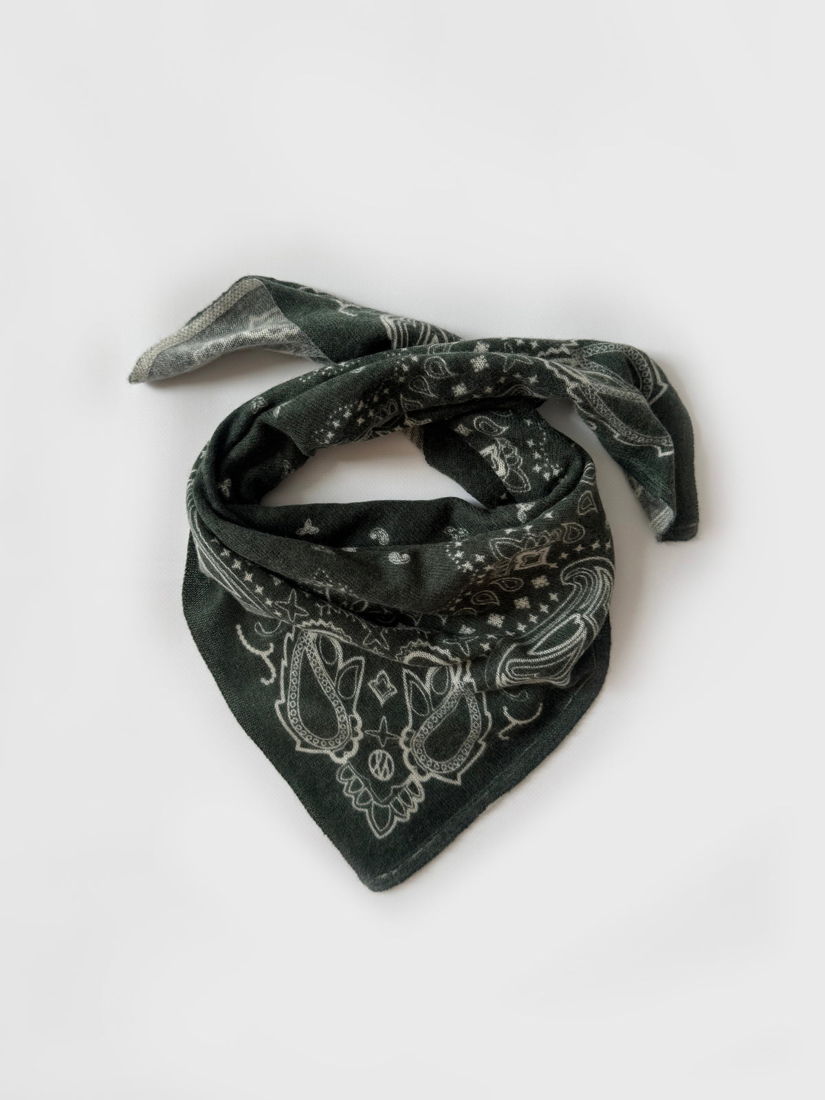Cashmere Paisley Scarf Green 65cm
