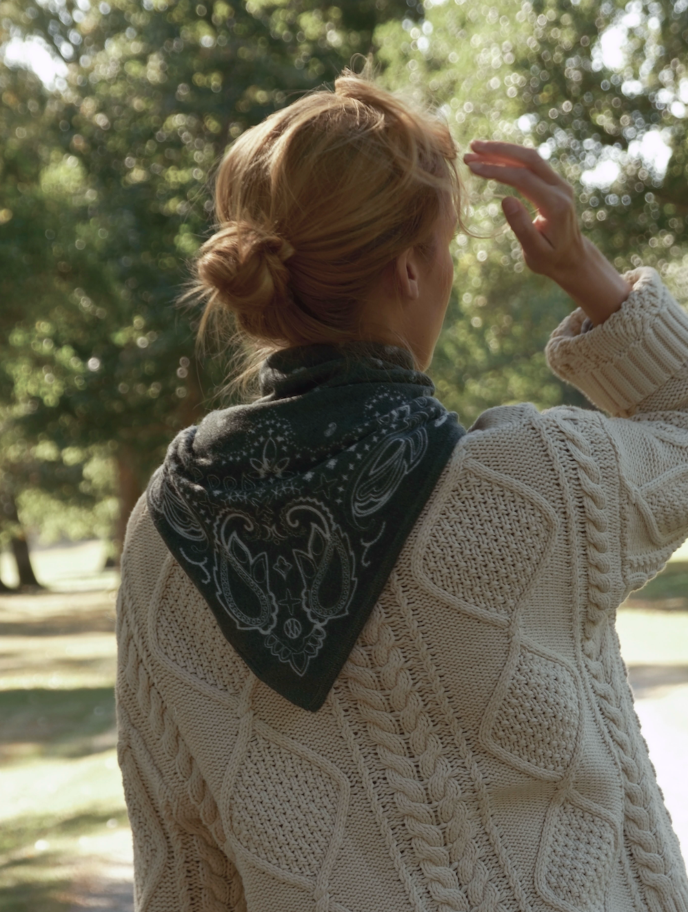 Cashmere Paisley Scarf Green 65cm