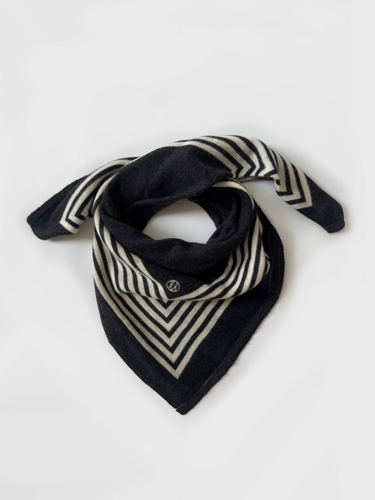 Cashmere Striped Scarf Black 65cm
