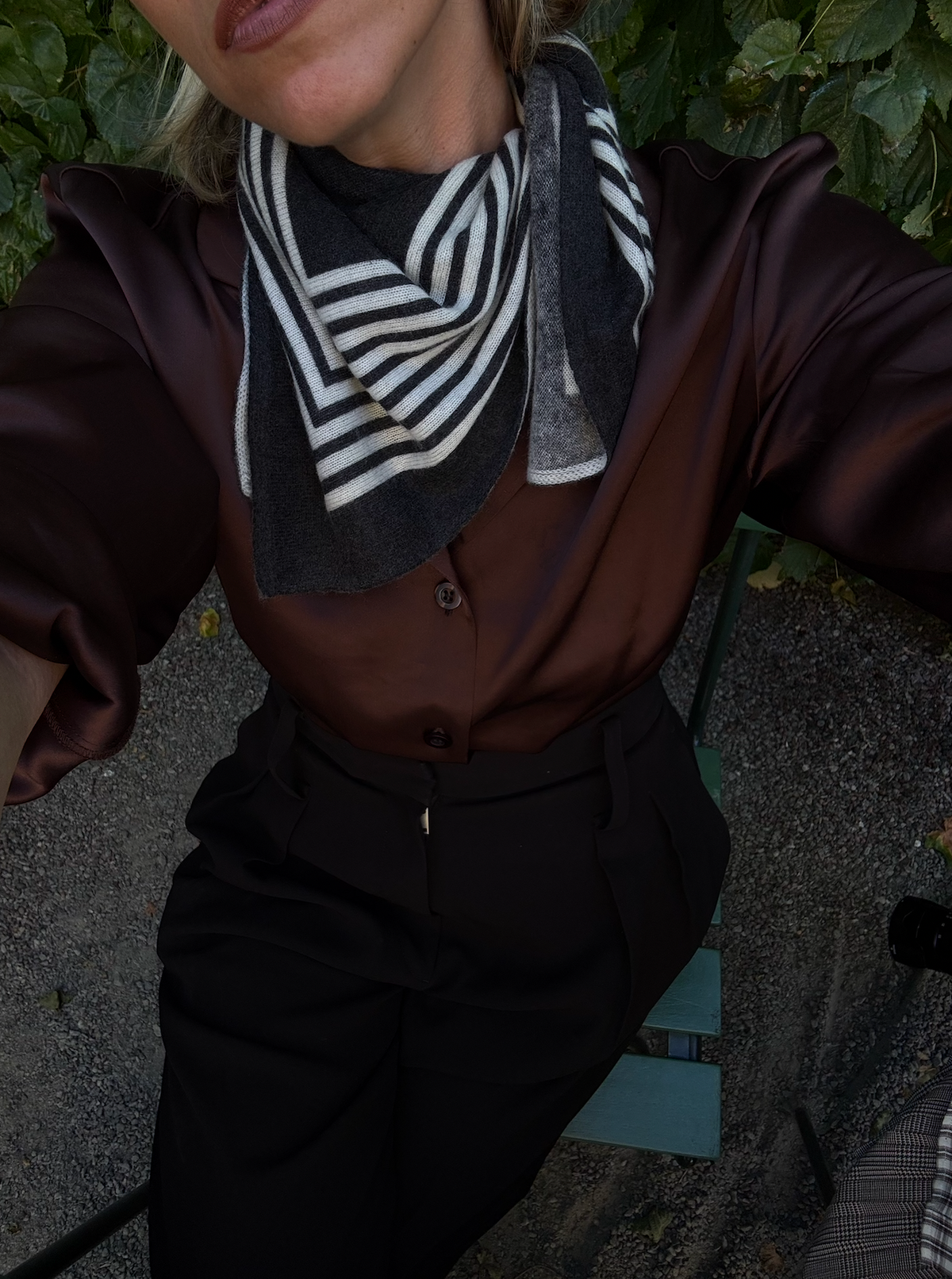 Cashmere Striped Scarf Black 65cm