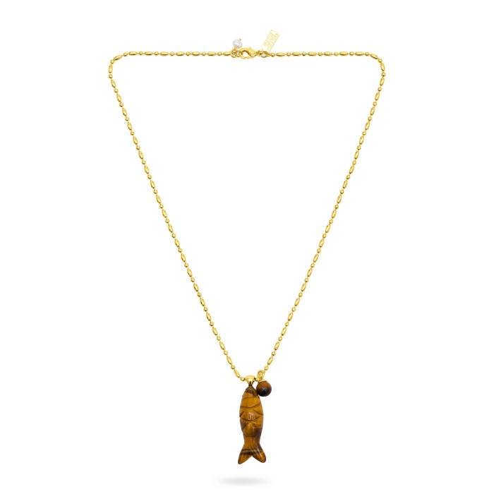 Happy Fish Pendant Necklace- Tiger’s Eye