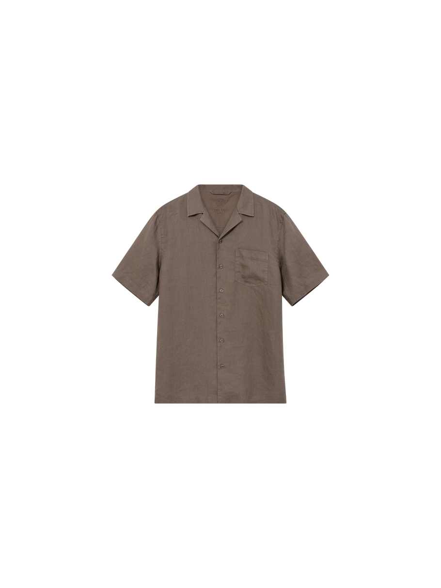 Mos Mosh Gallery Theo Linen Chocolate Shirt