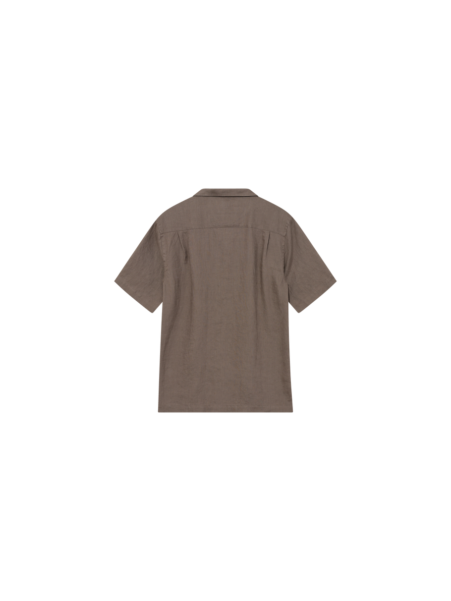Mos Mosh Gallery Theo Linen Chocolate Shirt